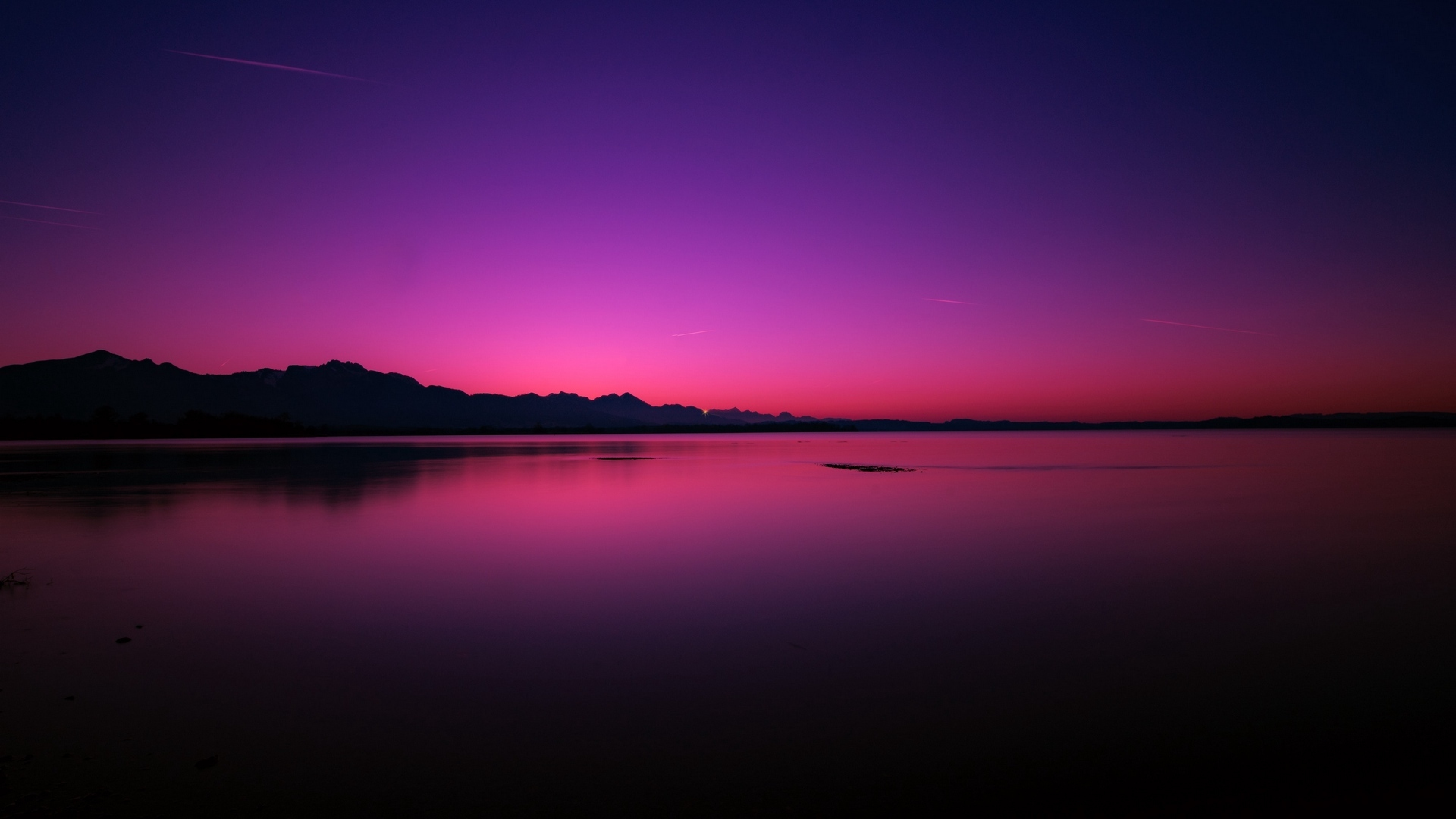7680x4320 Pink Purple Sunset Near Lake 8K Wallpaper, HD Nature 4K