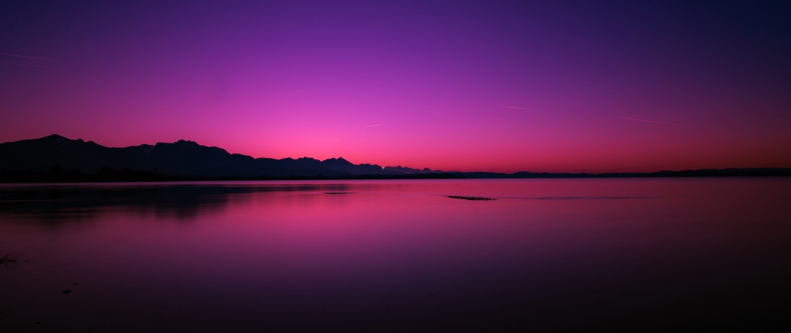 2560x1080 Resolution Pink Purple Sunset Near Lake 2560x1080 Resolution