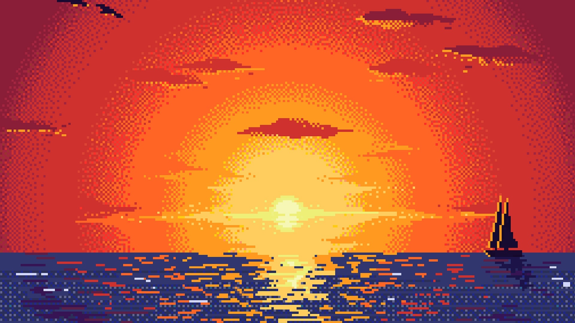 Pixel Sunset Digital Art Wallpaper, Hd Artist 4K Wallpapers, Images And