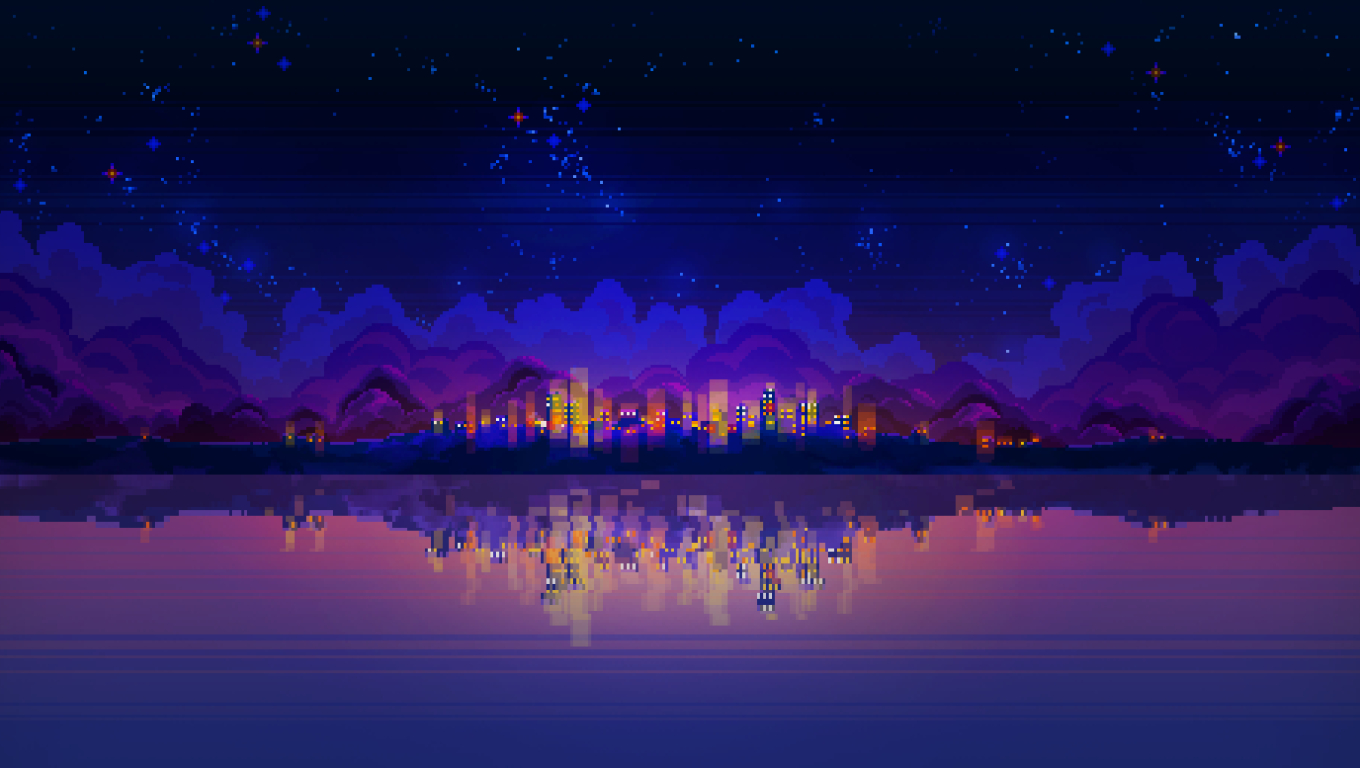 X Resolution Pixelart Night Landscape Desktop Laptop Hd Wallpaper Wallpapers Den