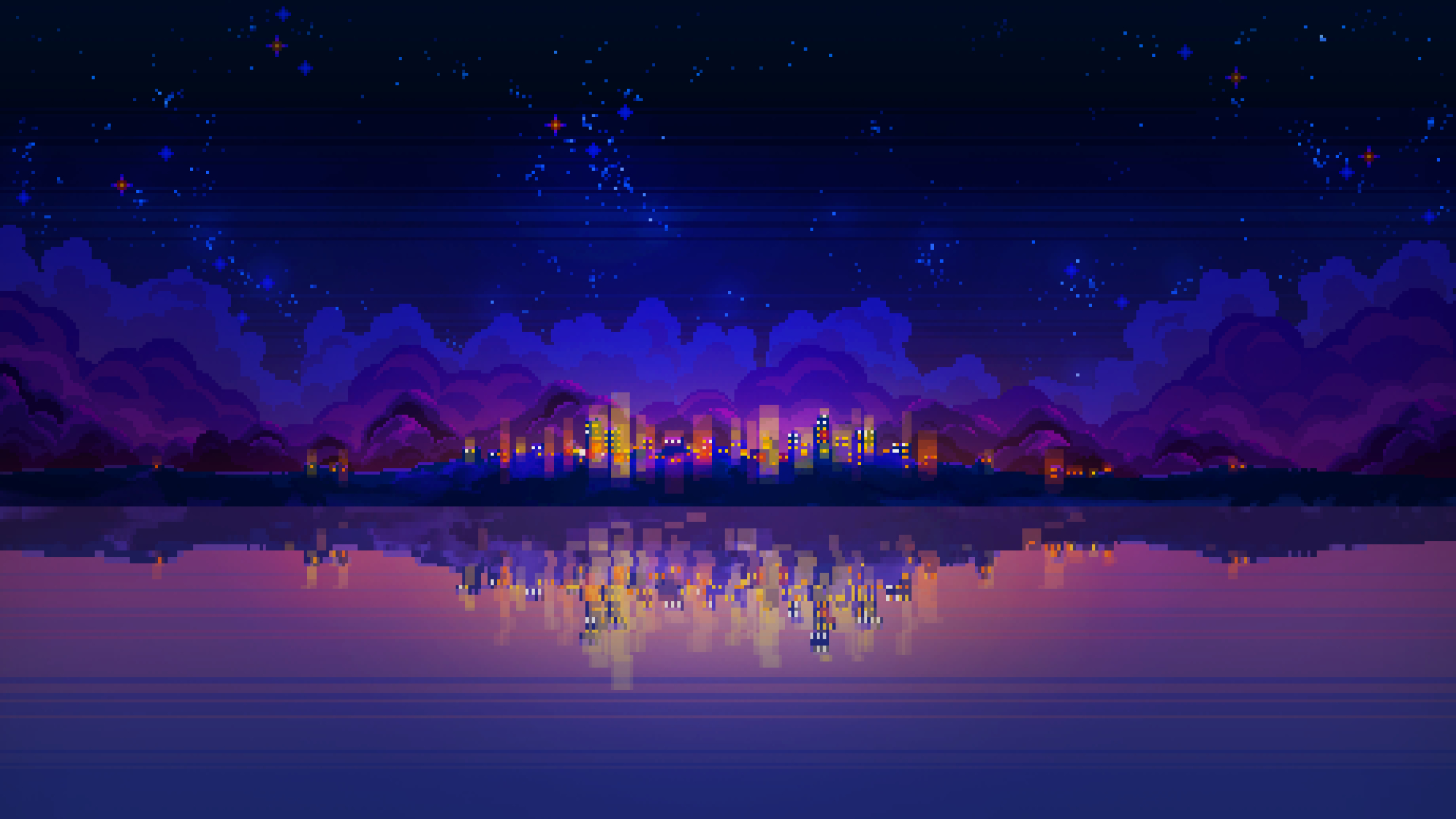 2560x1440 Resolution PixelArt Night Landscape 1440P Resolution