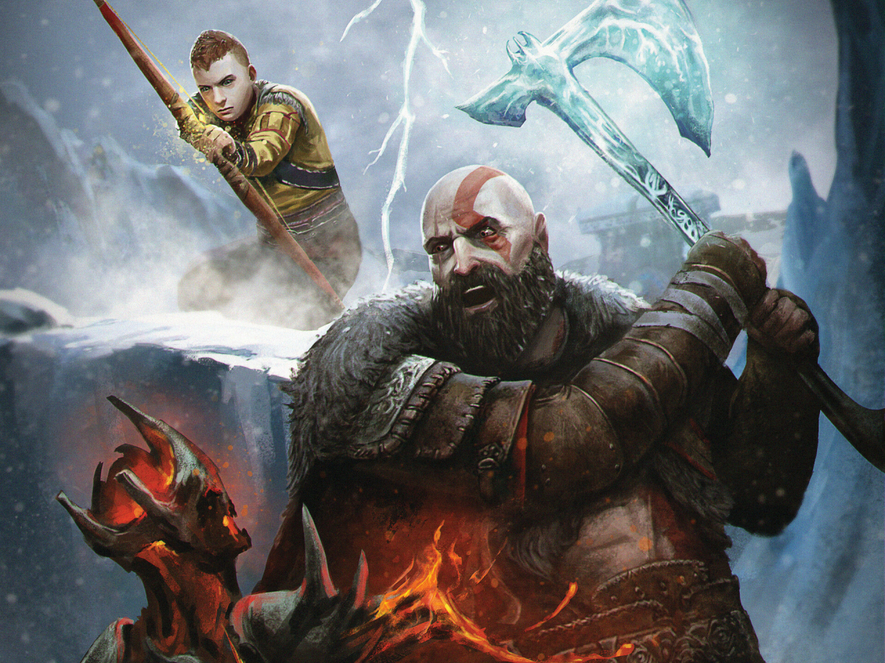 1280x960 Poster of Kratos God of War Ragnarök 1280x960 Resolution