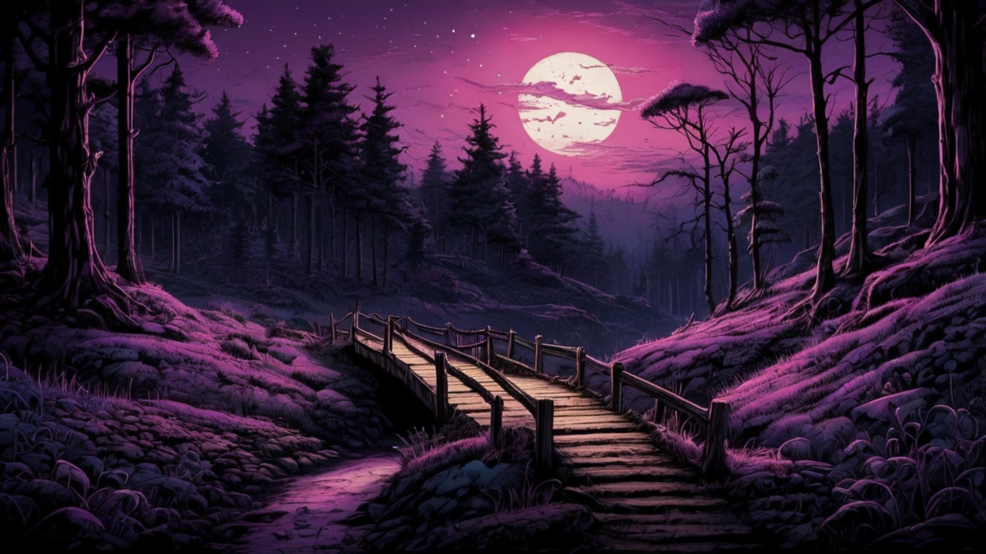 Purple Night Sky HD Moon Wallpaper, HD Artist 4K Wallpapers, Images and ...