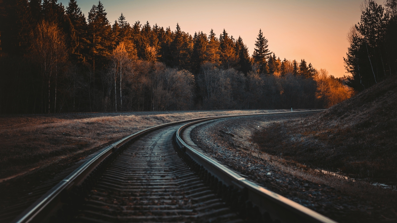 1366x768 Resolution Railroad Forest Surrounding 1366x768 Resolution ...