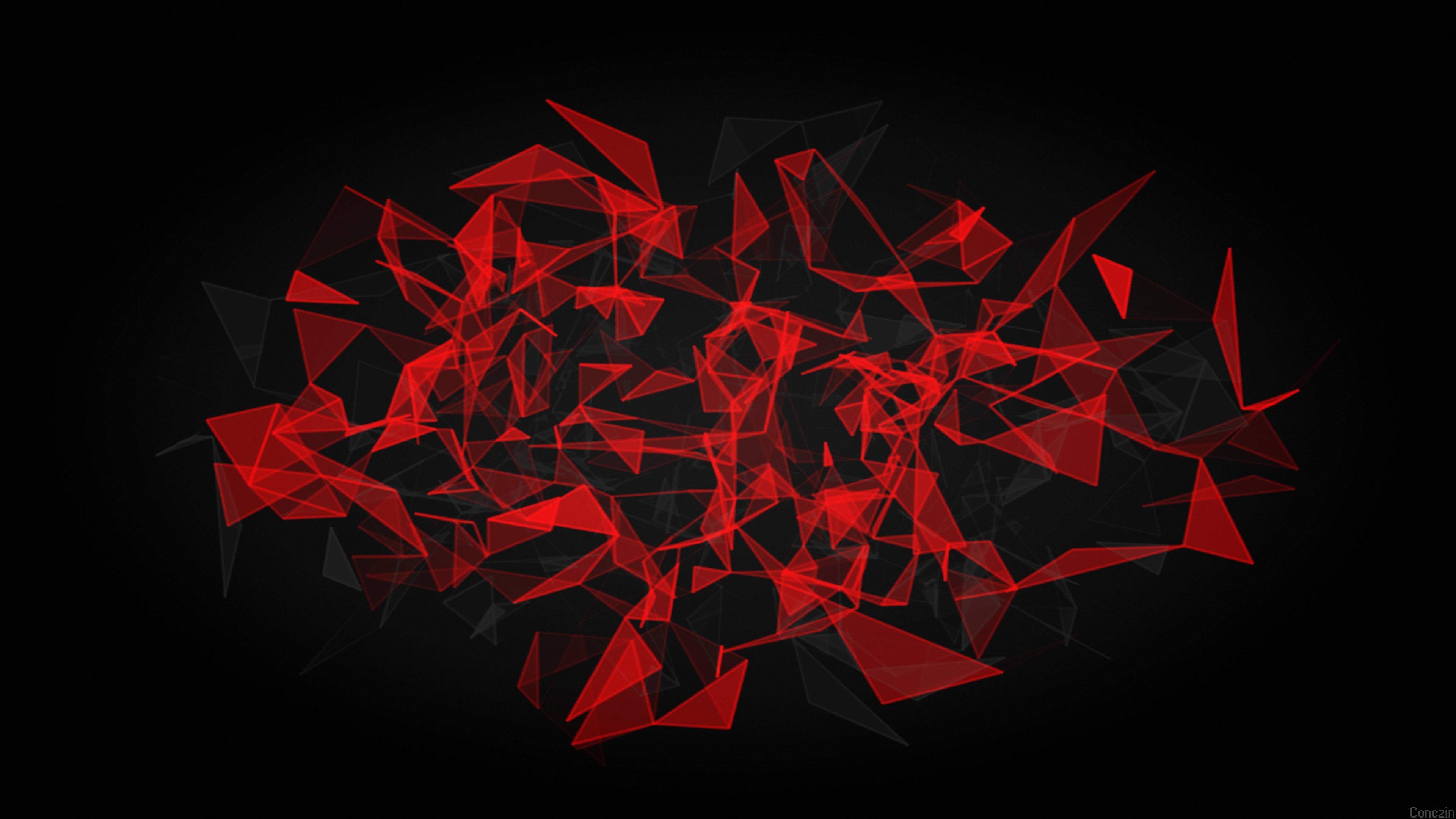 Red And Black Polygon, HD 8K Wallpaper