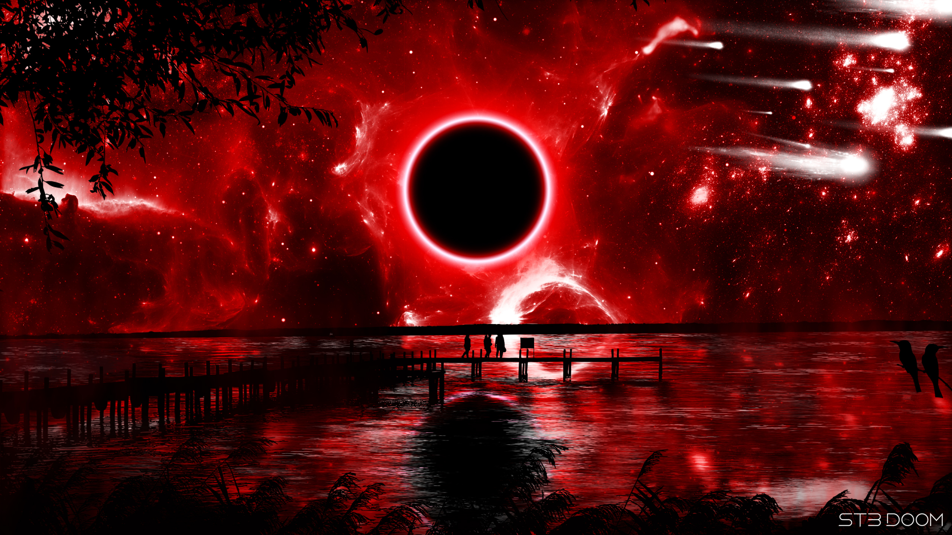 1920x1080 Red Eclipse Digital Art 1080P