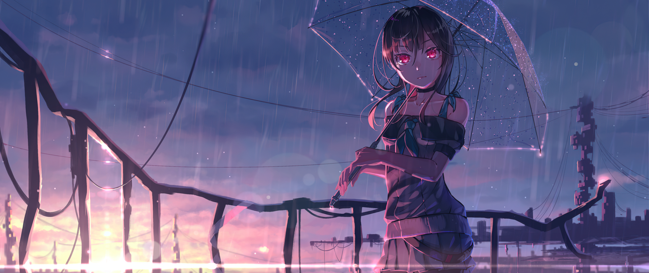 2560x1080 Red Eye Anime Girl 2560x1080 Resolution Wallpaper Hd Anime 4k Wallpapers Images Photos And Background Wallpapers Den