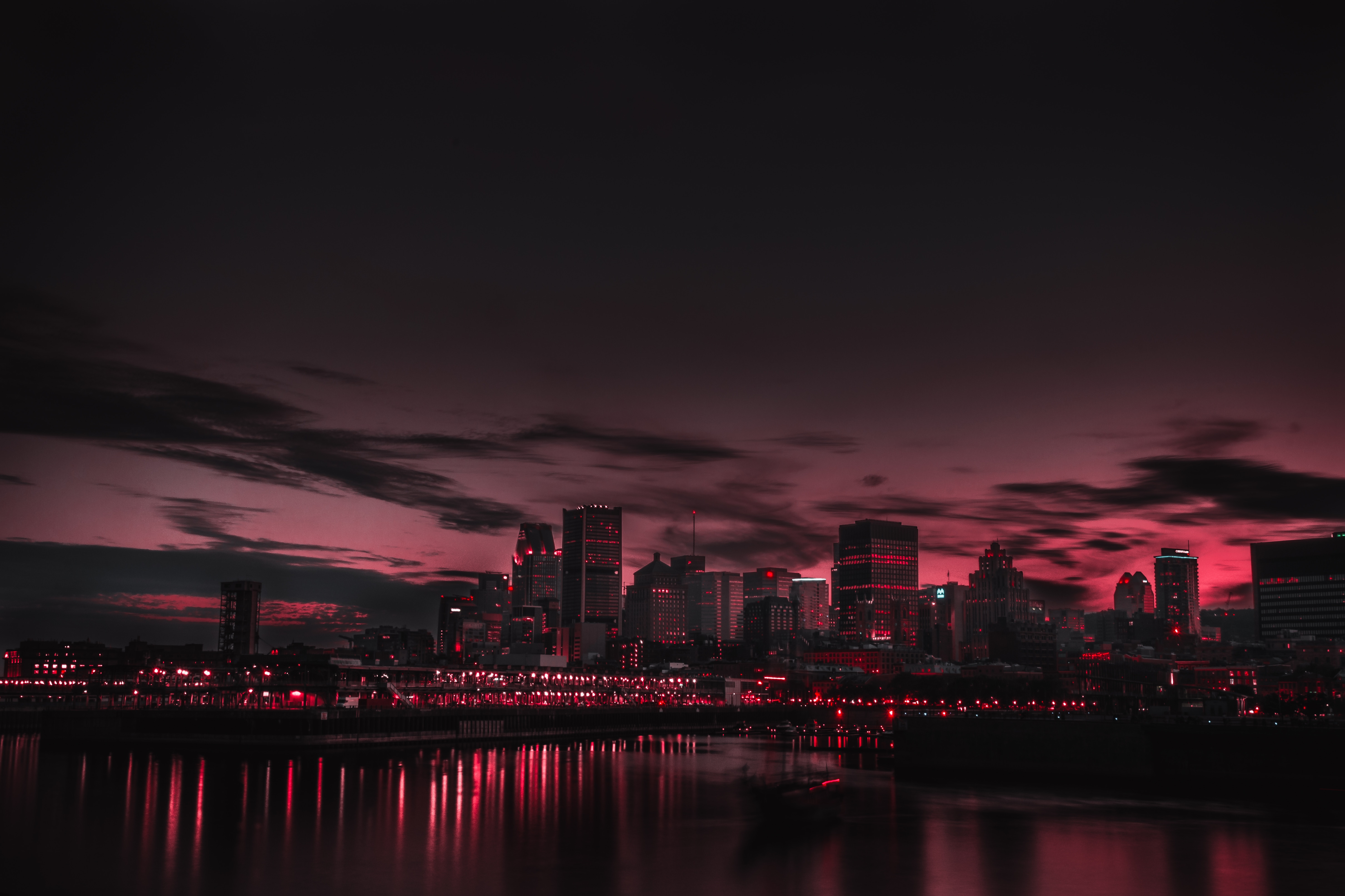 Red Night Panorama Buildings Lights And Red Sky Wallpaper, HD Nature 4K  Wallpapers, Images, Photos and Background - Wallpapers Den