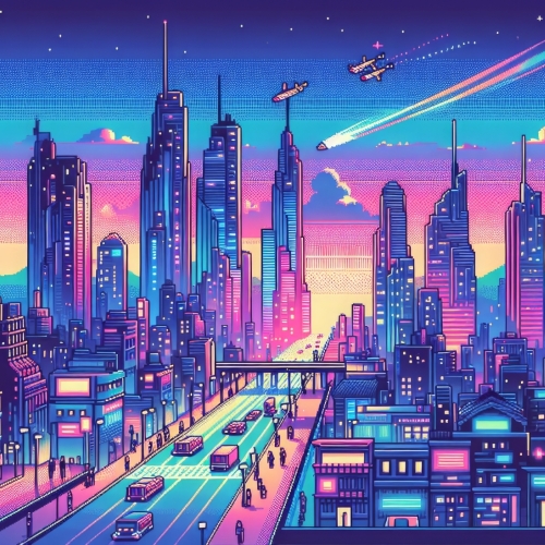 500x500 Resolution Retro Futuristic Cityscape HD Pixel 500x500 ...