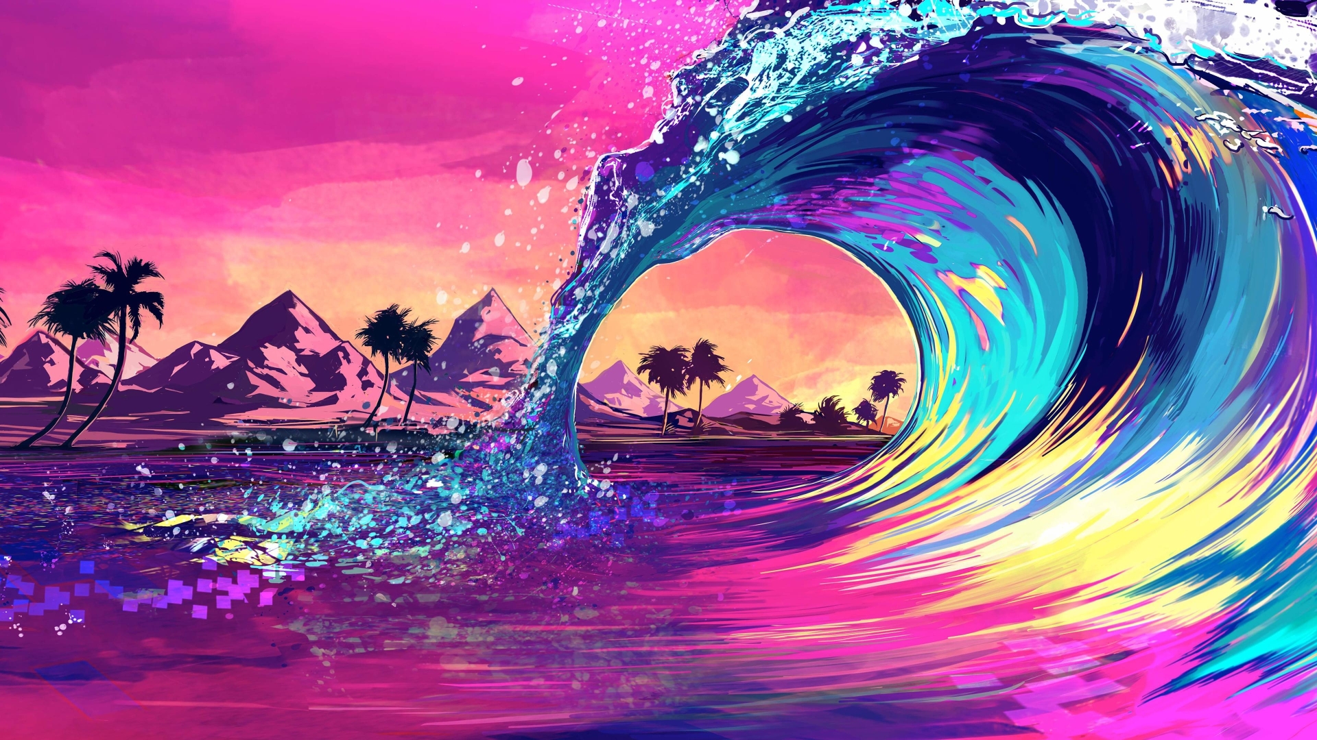 colorful wave drawings