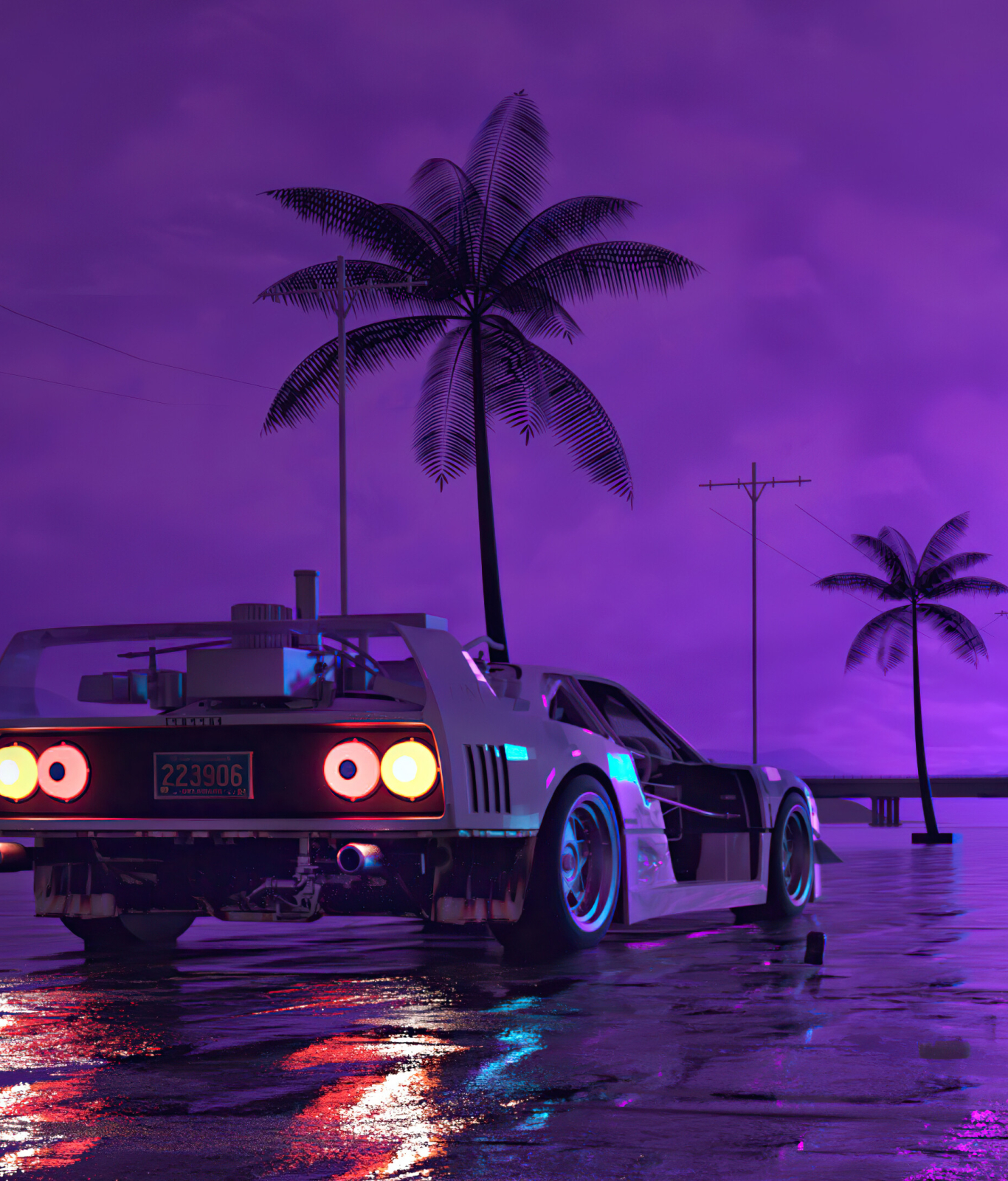 1366x1600 Resolution Retro Wave Sunset and Running Car 1366x1600 ...