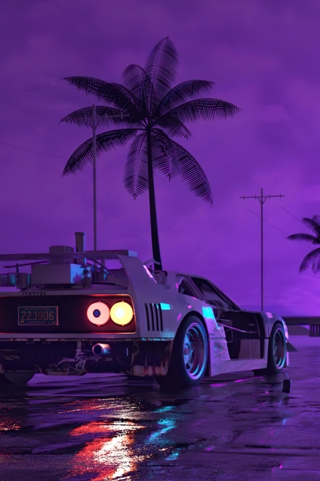 640x960 Resolution Retro Wave Sunset and Running Car iPhone 4, iPhone ...