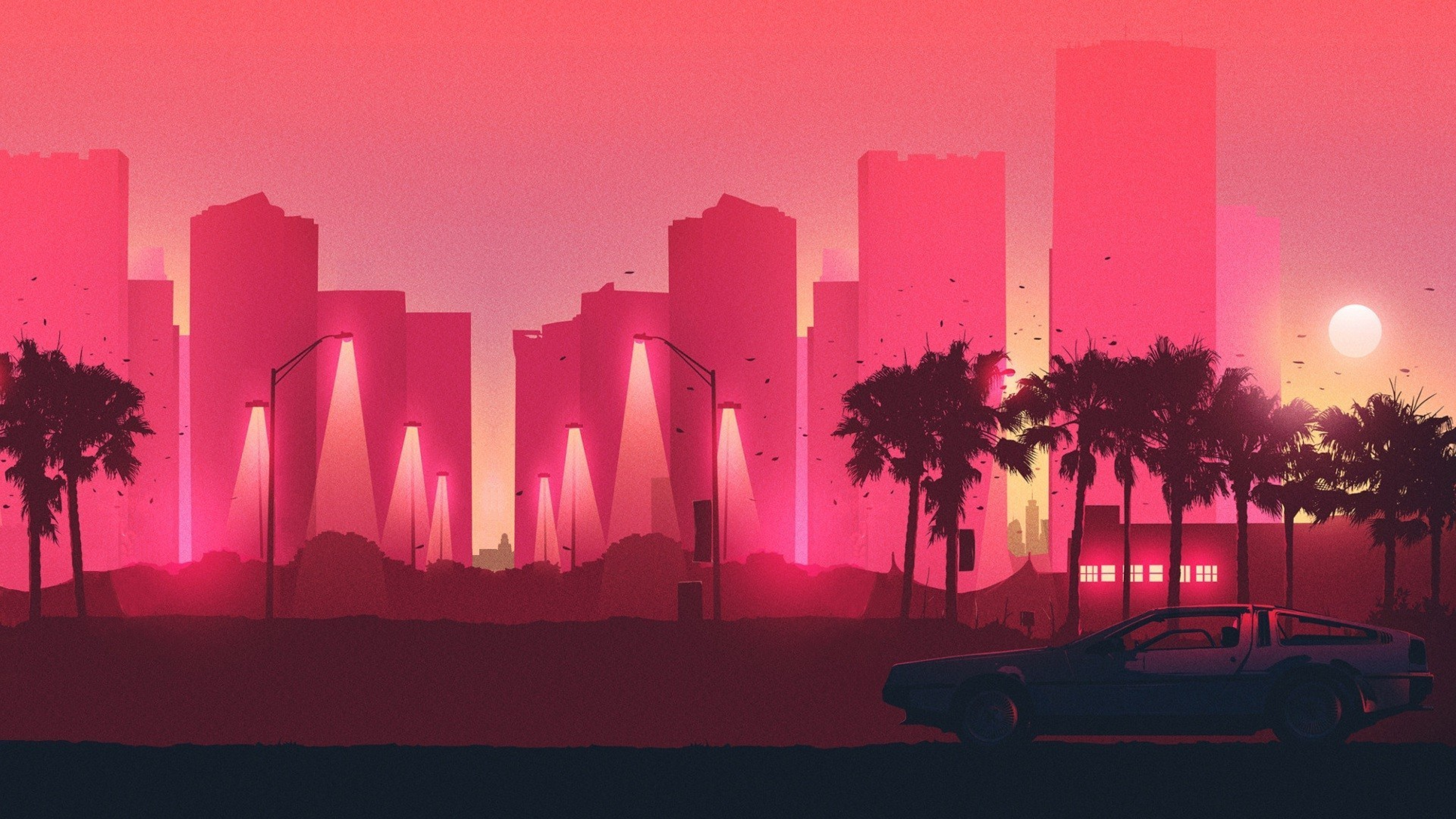 Awesome Retrowave Wallpaper 8K PNG