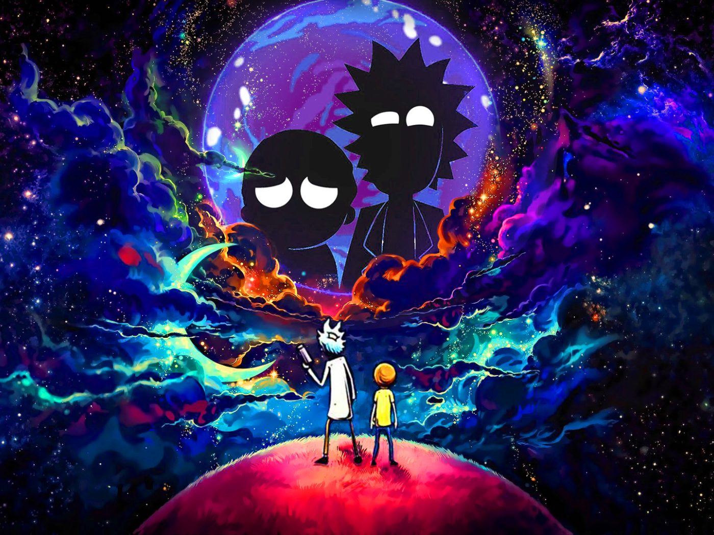 1400x1050 Rick and Morty in Outer Space 1400x1050 Resolution Wallpaper