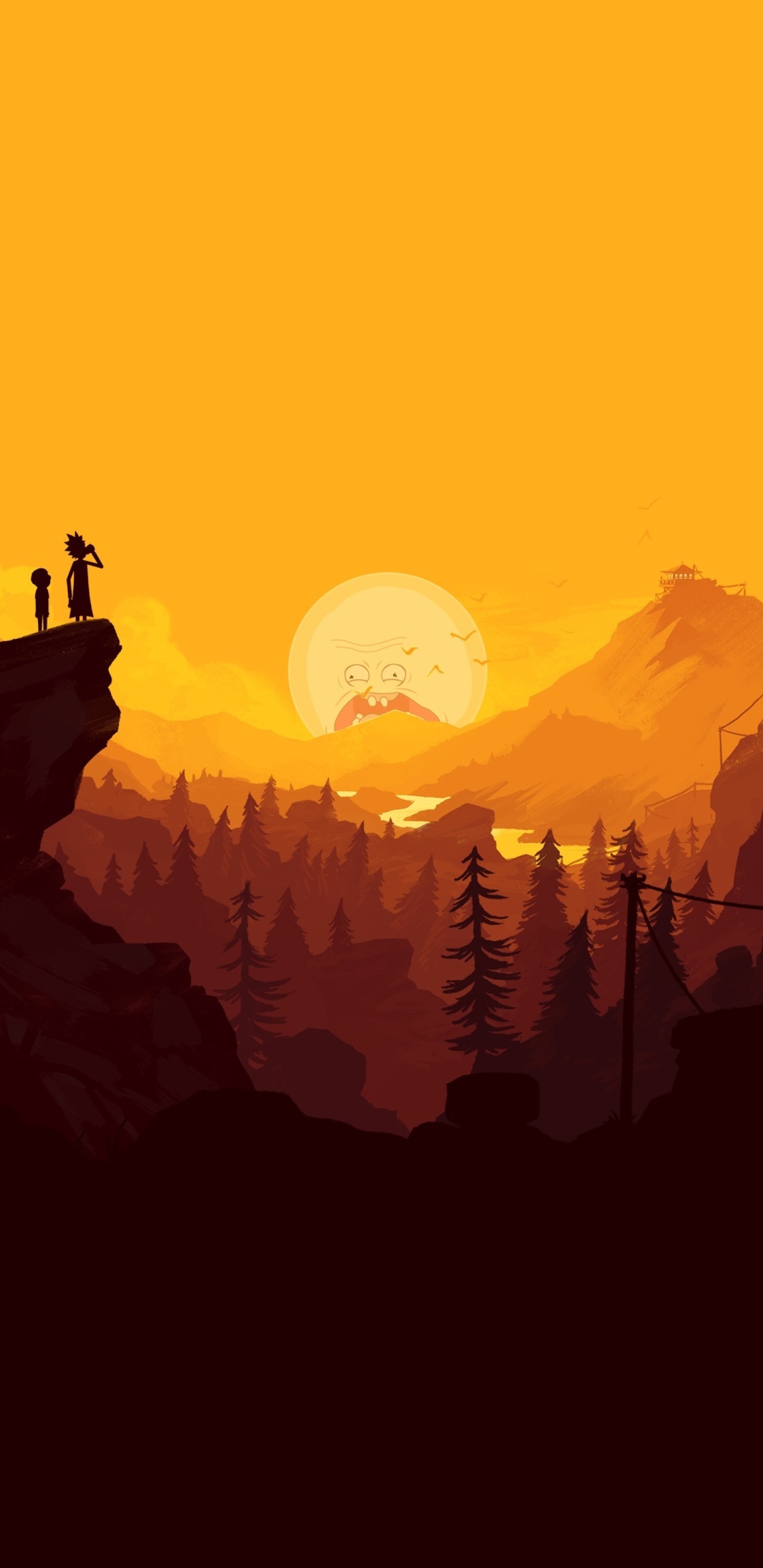 1440x2960 Rick And Morty In The Mountains Samsung Galaxy Note 9 8