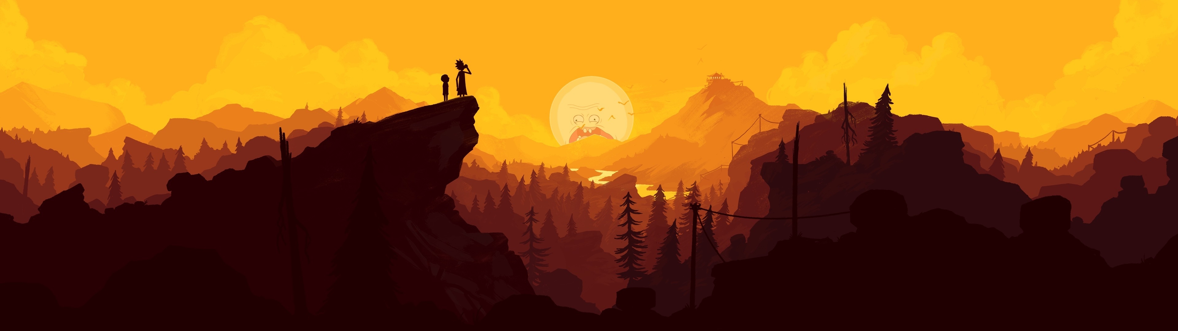 3840x1080 Resolution Rick and Morty In The Mountains 3840x1080 ...