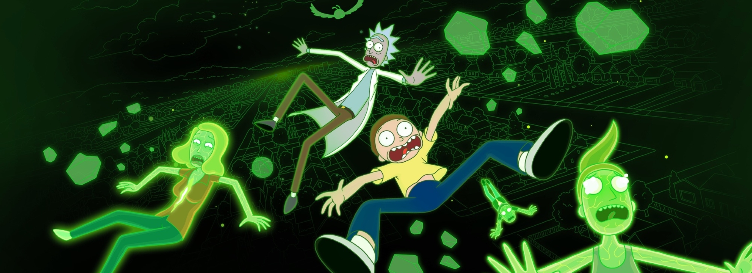 2480x900 Rick and Morty into The Space HD 2480x900 Resolution Wallpaper ...