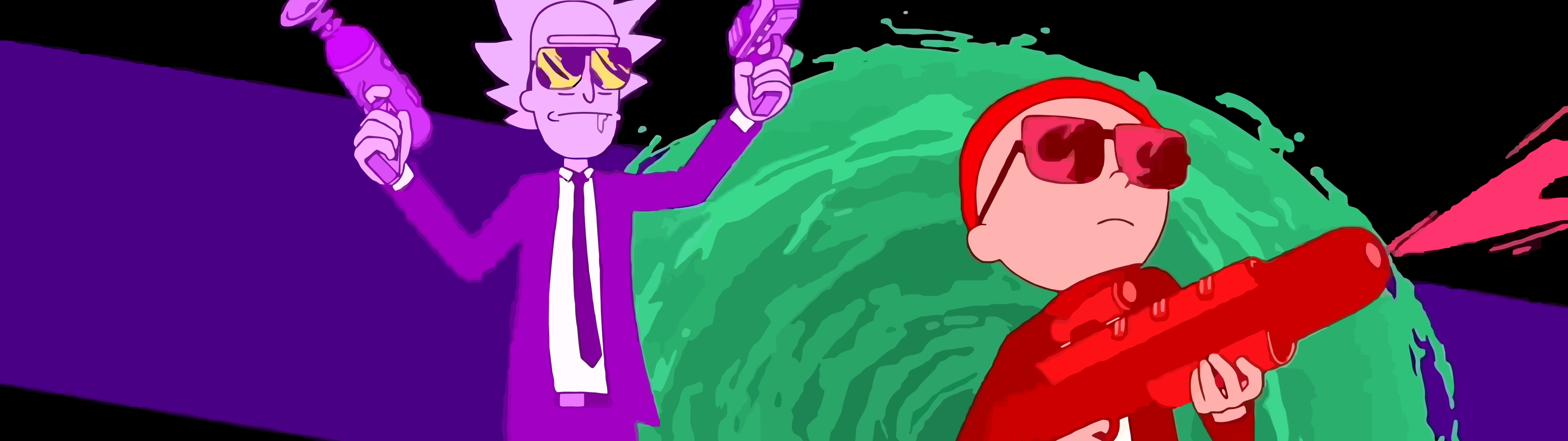 3840x1080 Resolution Rick and Morty Run The Jewels Art 3840x1080 ...