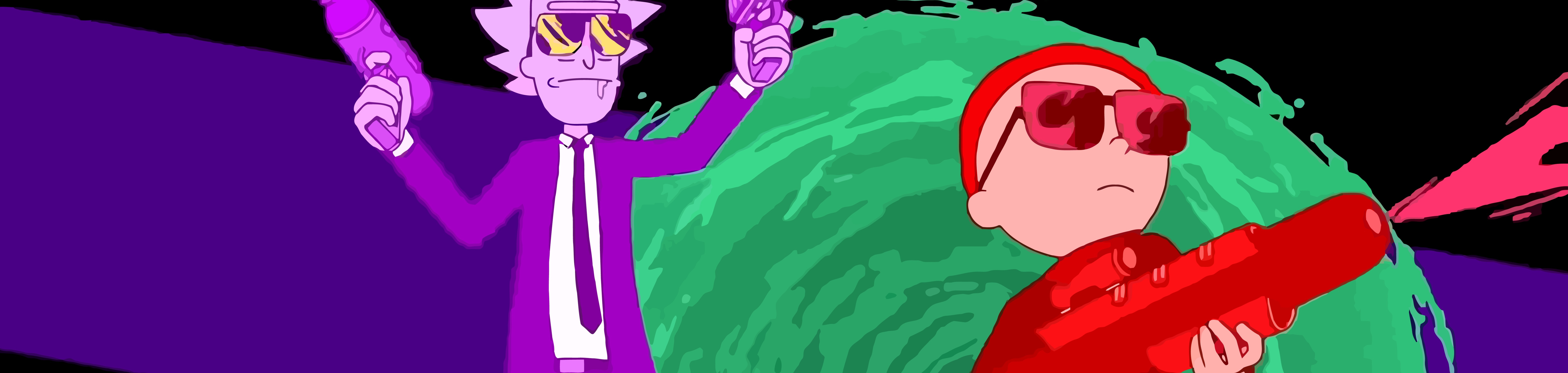 7560x1800 Resolution Rick And Morty Run The Jewels Art 7560x1800 Resolution Wallpaper