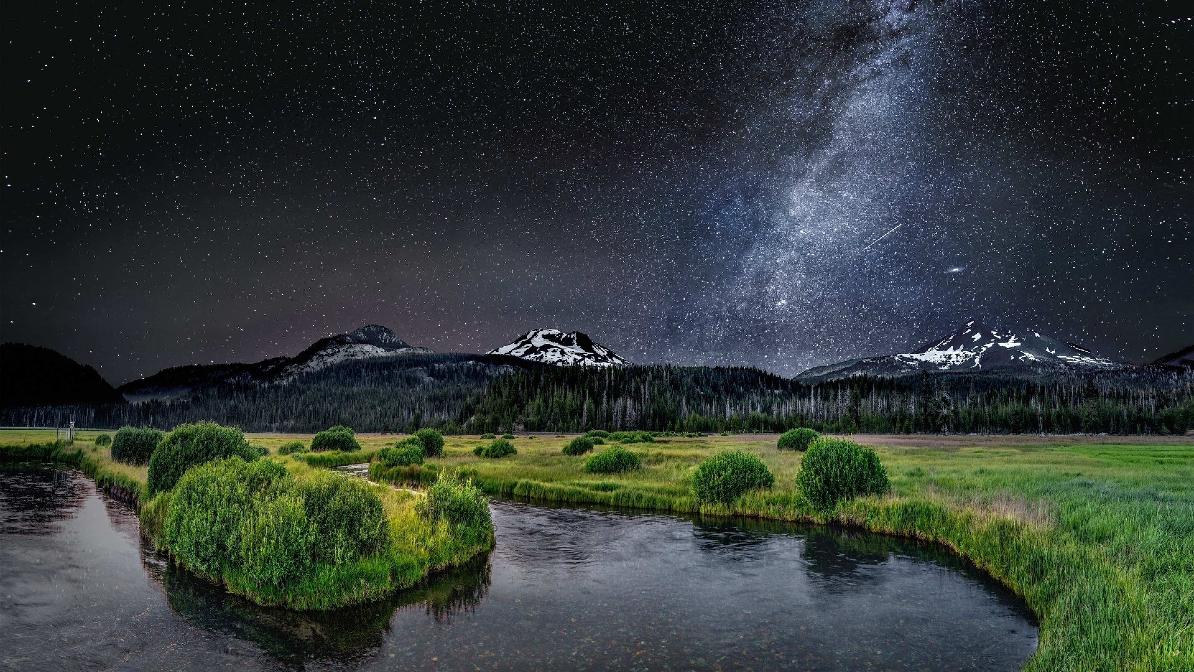 3840x2160 River Near Mountains In Night View 4k Wallpaper Hd Nature 4k