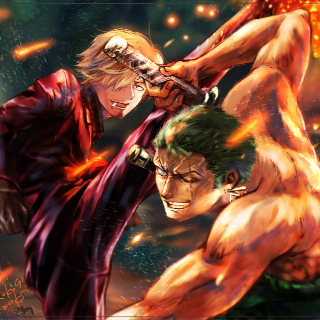 1080x1080 Roronoa Zoro vs Sanji One Piece 1080x1080 Resolution