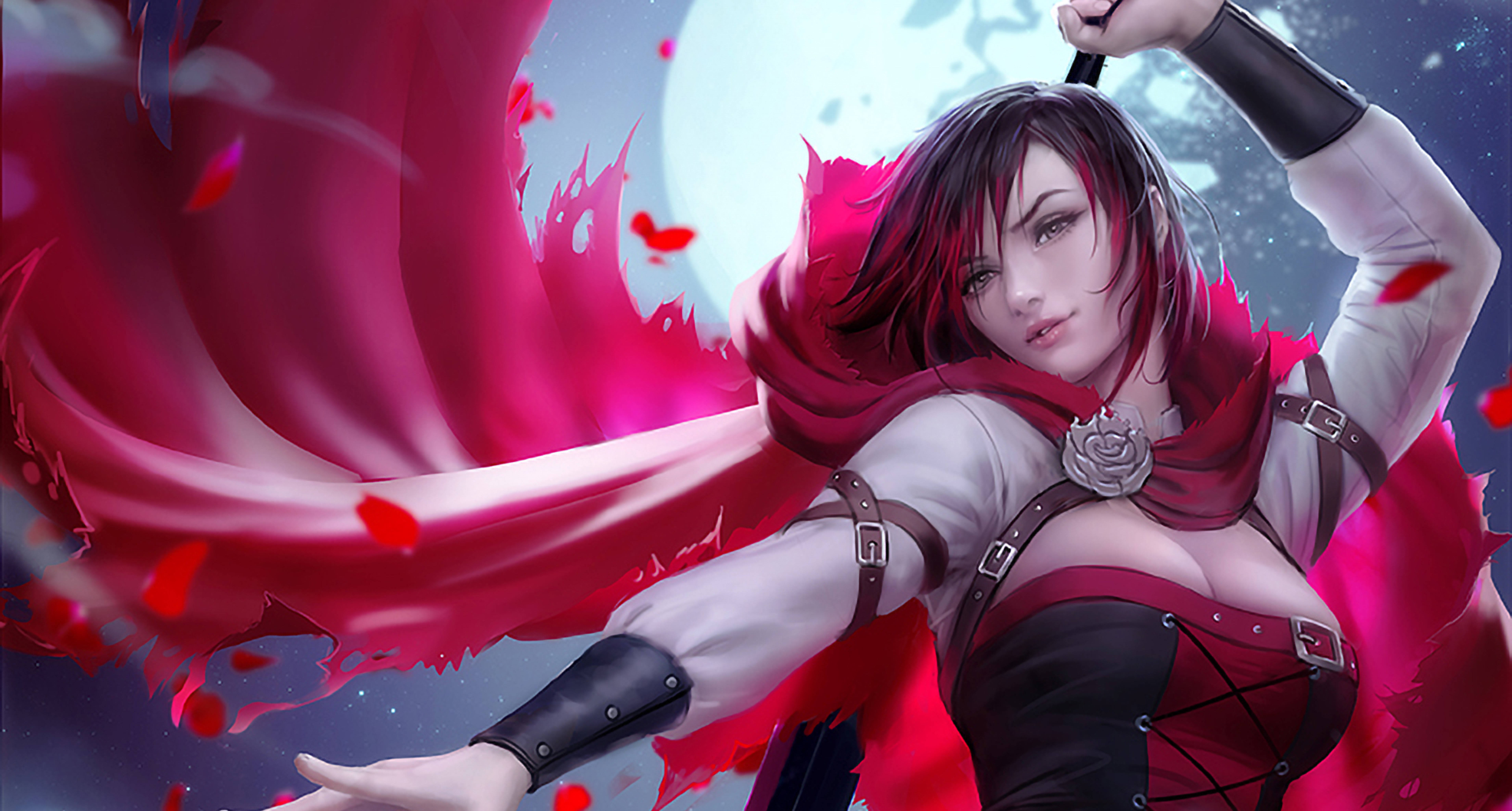 Desktop Wallpaper Ruby Rose Anime Girl Rwby Looking Up Hd Image  Picture Background 7941d9