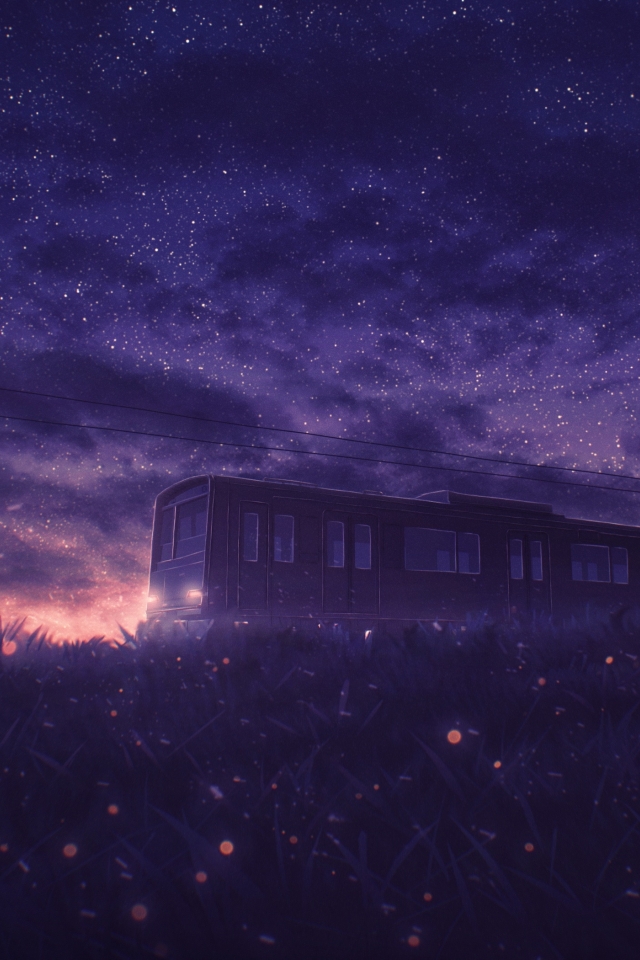 640x960 Resolution Running Train in Starry Night iPhone 4, iPhone 4S ...