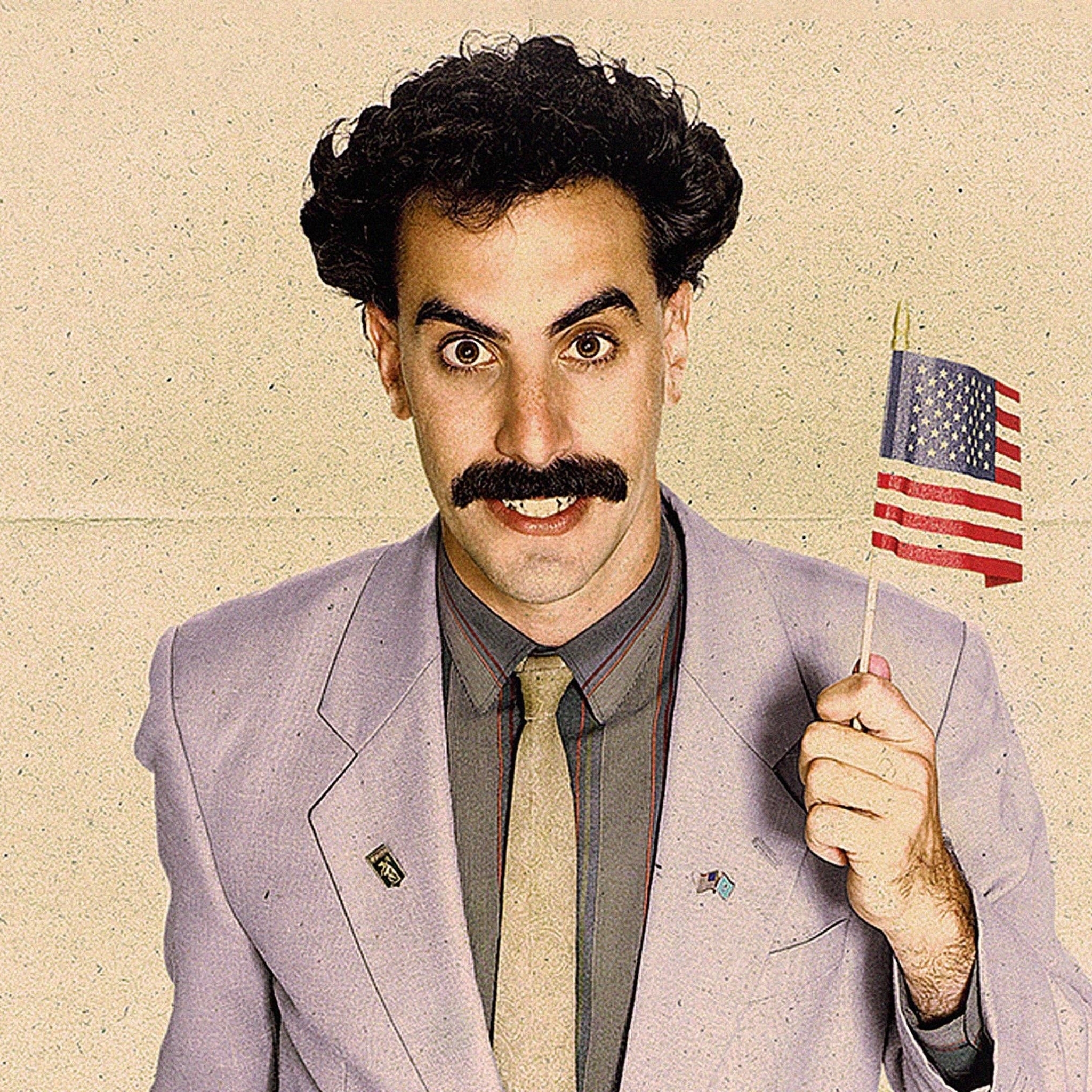 Sacha Baron Cohen as Borat Sagdiyev (2048x2048) Resolution Wallpaper.