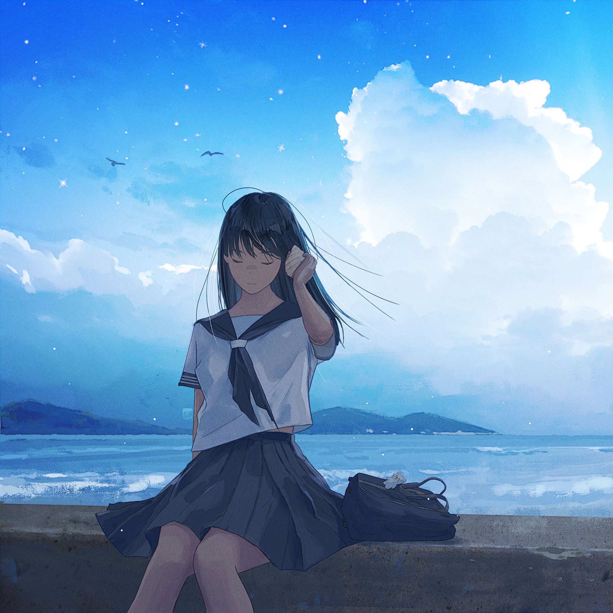2048x2048 Sad Anime Girl Walking Ipad Air Wallpaper, HD Anime 4K Wallpapers,  Images, Photos and Background - Wallpapers Den