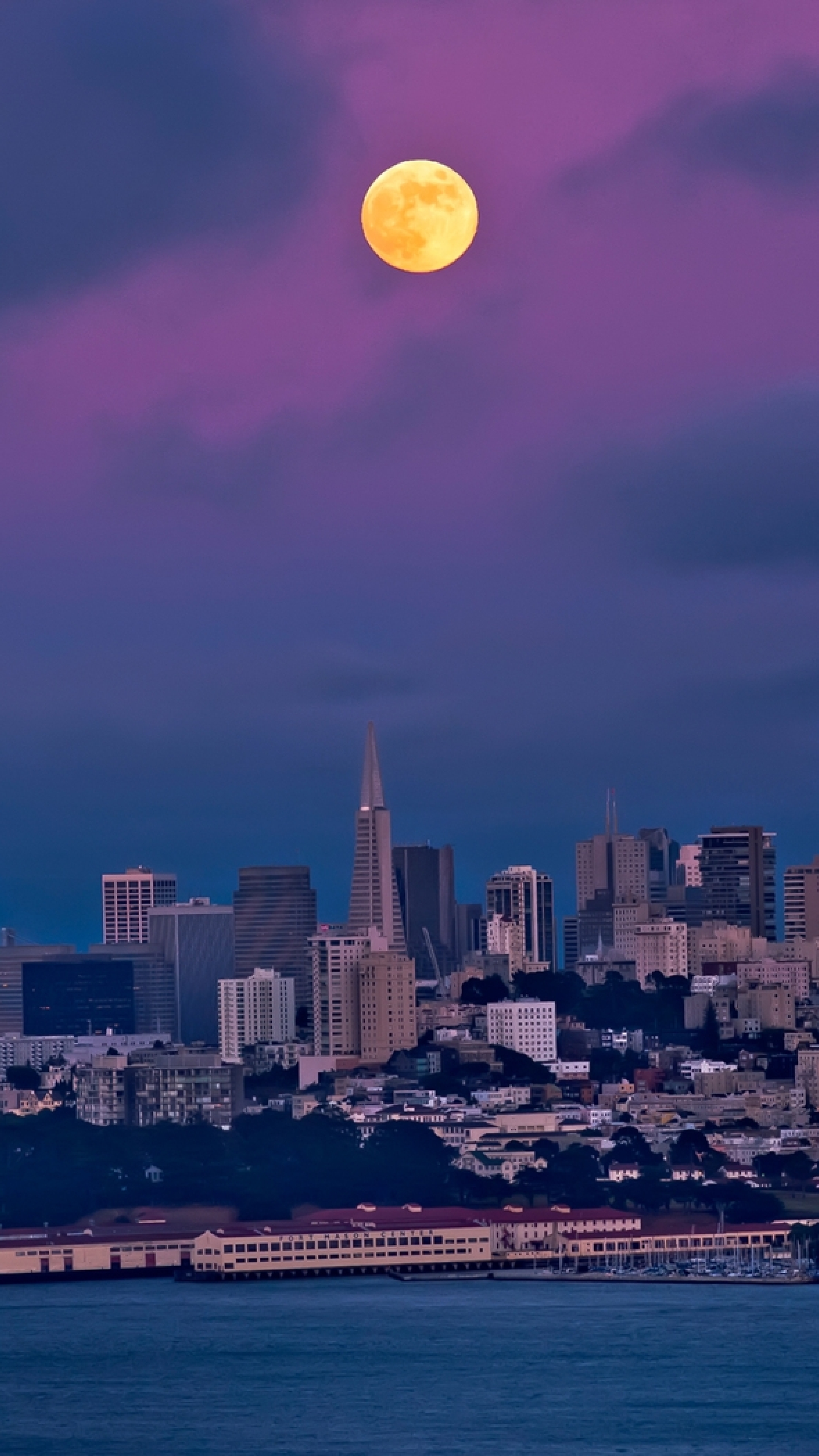 2160x3840 san francisco, night, moon Sony Xperia X,XZ,Z5 Premium