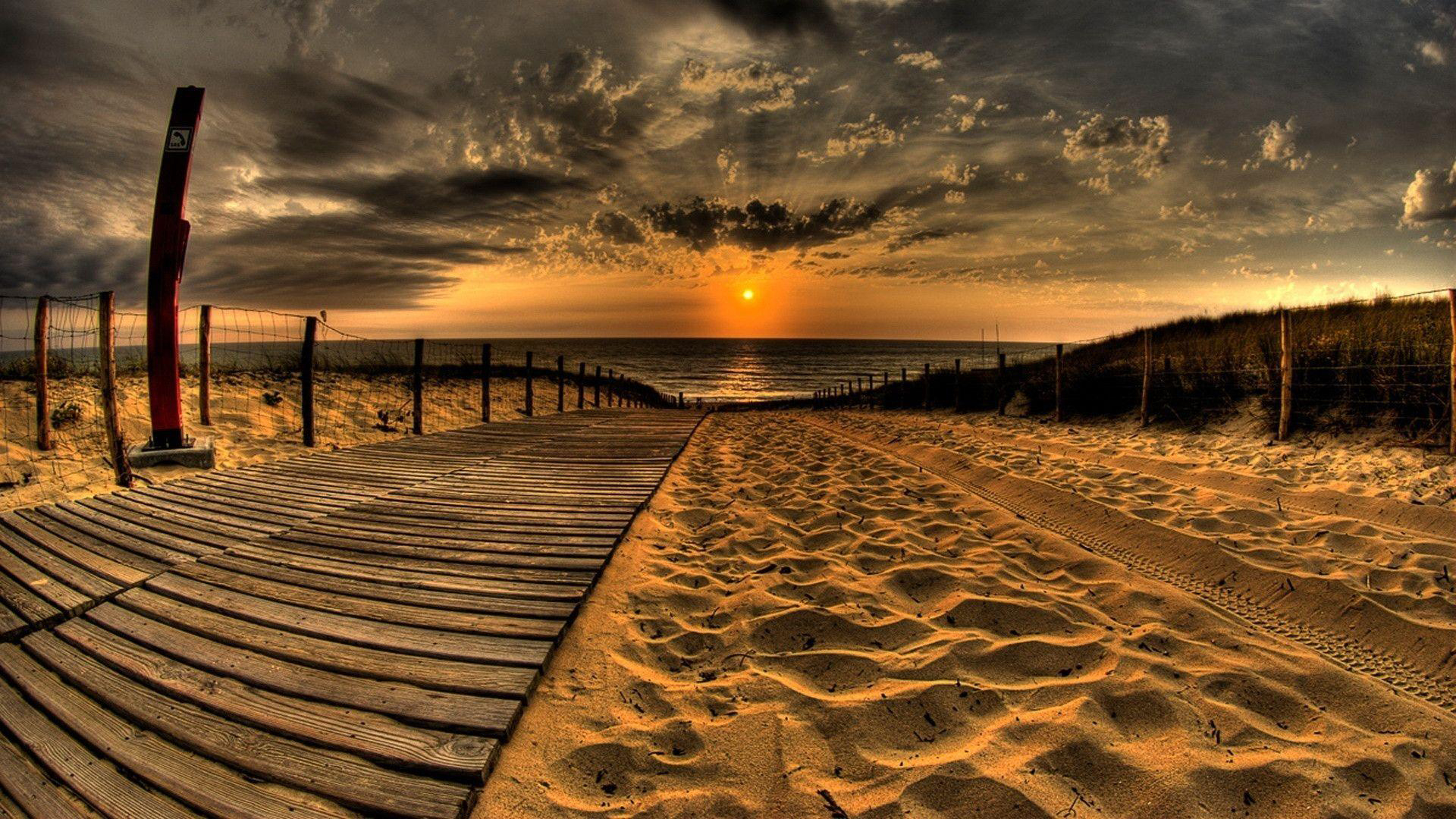 1920x1080 Sand And Pathway To Sea Under Cloudy Sunset 1080P Laptop Full HD  Wallpaper, HD Nature 4K Wallpapers, Images, Photos and Background -  Wallpapers Den
