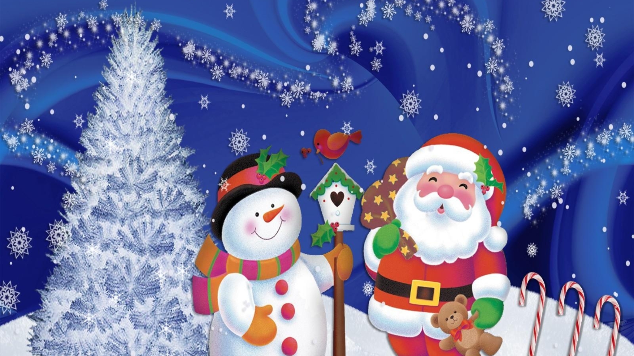 2048x1152 santa claus, snowman, christmas 2048x1152 Resolution Wallpaper,  HD Holidays 4K Wallpapers, Images, Photos and Background - Wallpapers Den