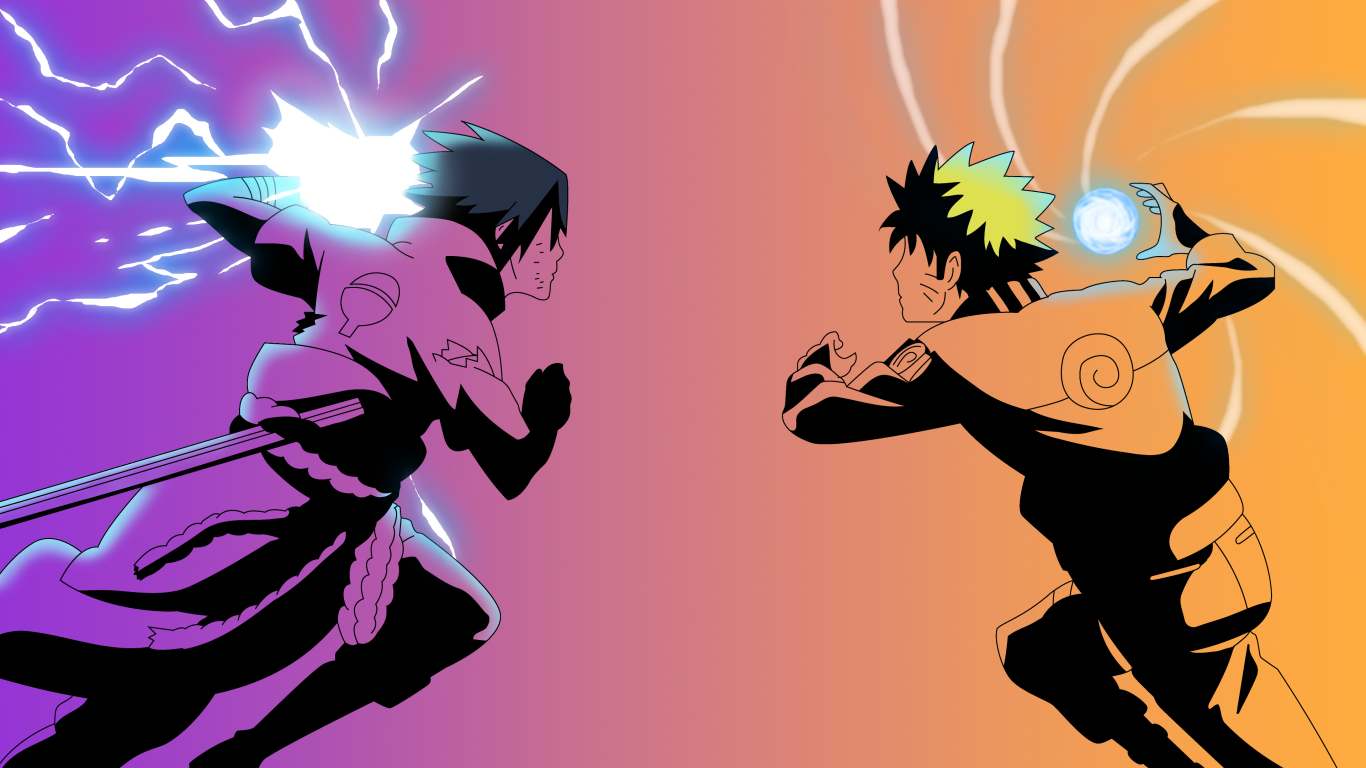 1336x768 Resolution Sasuke And Naruto Fight Art HD Laptop Wallpaper