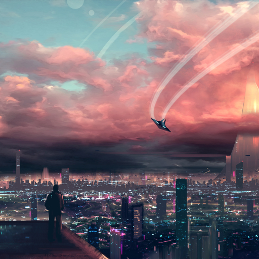 512x512 Resolution Sci Fi City View HD 512x512 Resolution Wallpaper ...