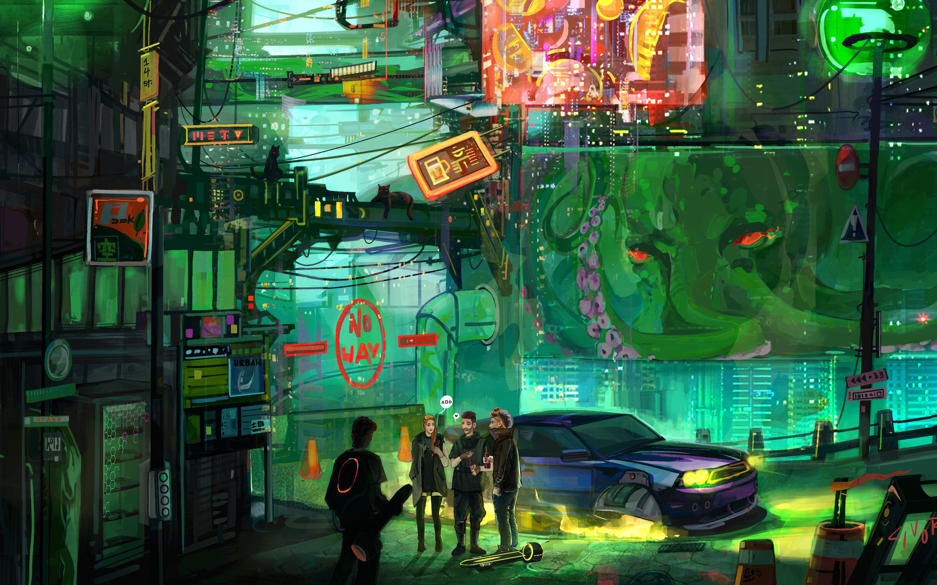 cyber city Neon HD Wallpaper  sCinnamon