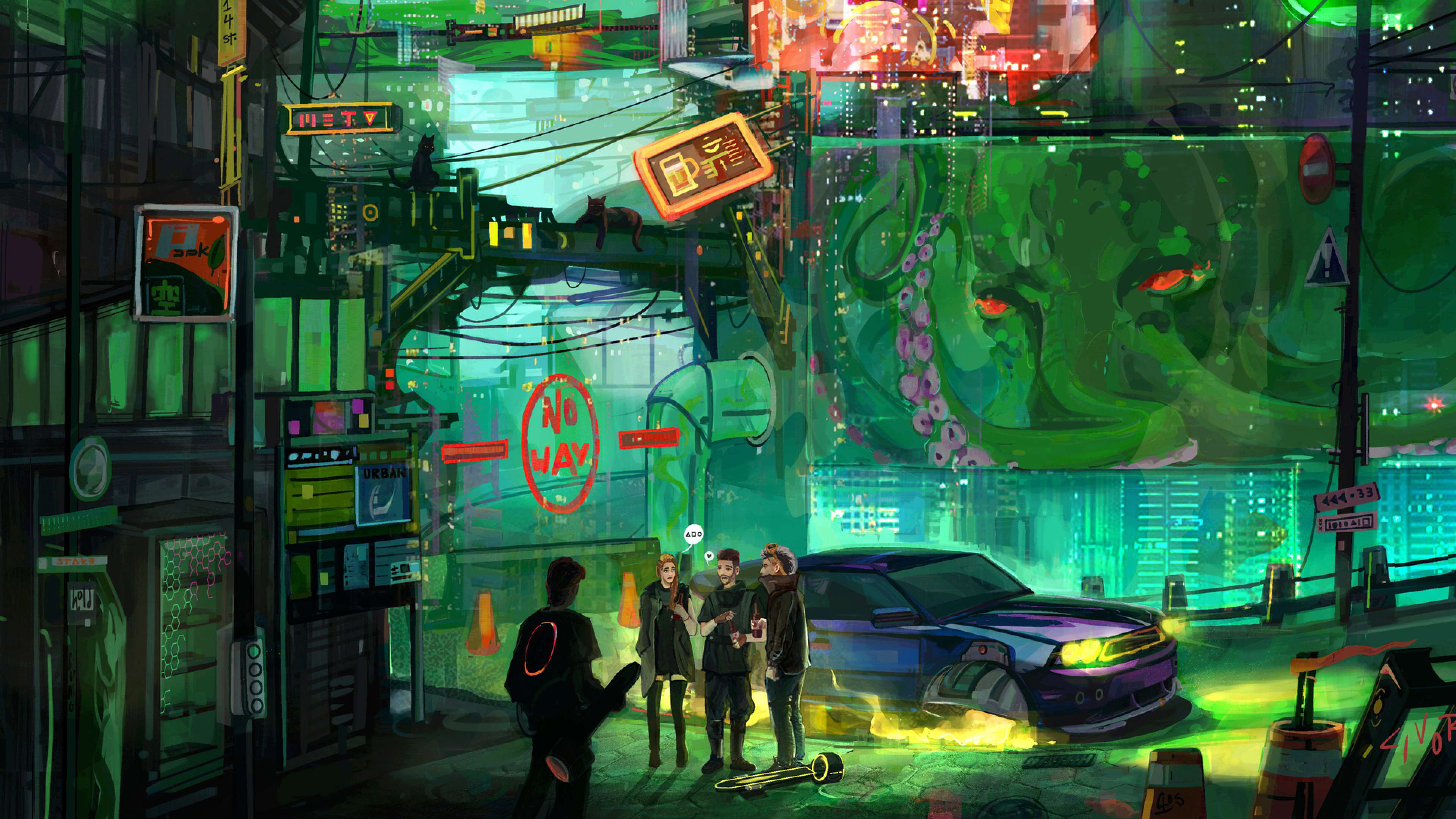 Mobile wallpaper: Cyberpunk, City, Miscellaneous, Machine, Person