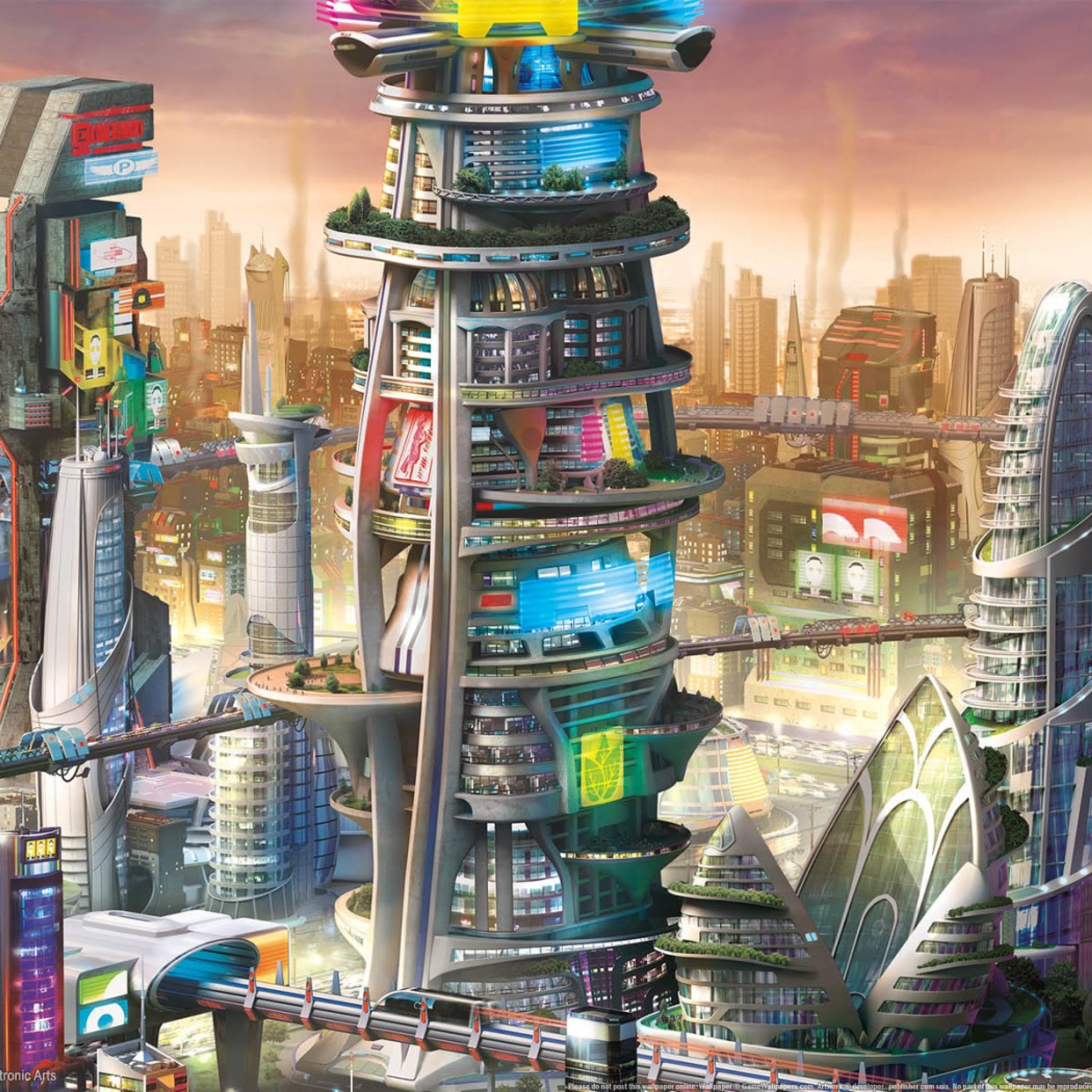 Точное будущее. Симсити 5 киберпанк. Мегабашня киберпанк. SIMCITY Cities of tomorrow. SIMCITY города будущего.