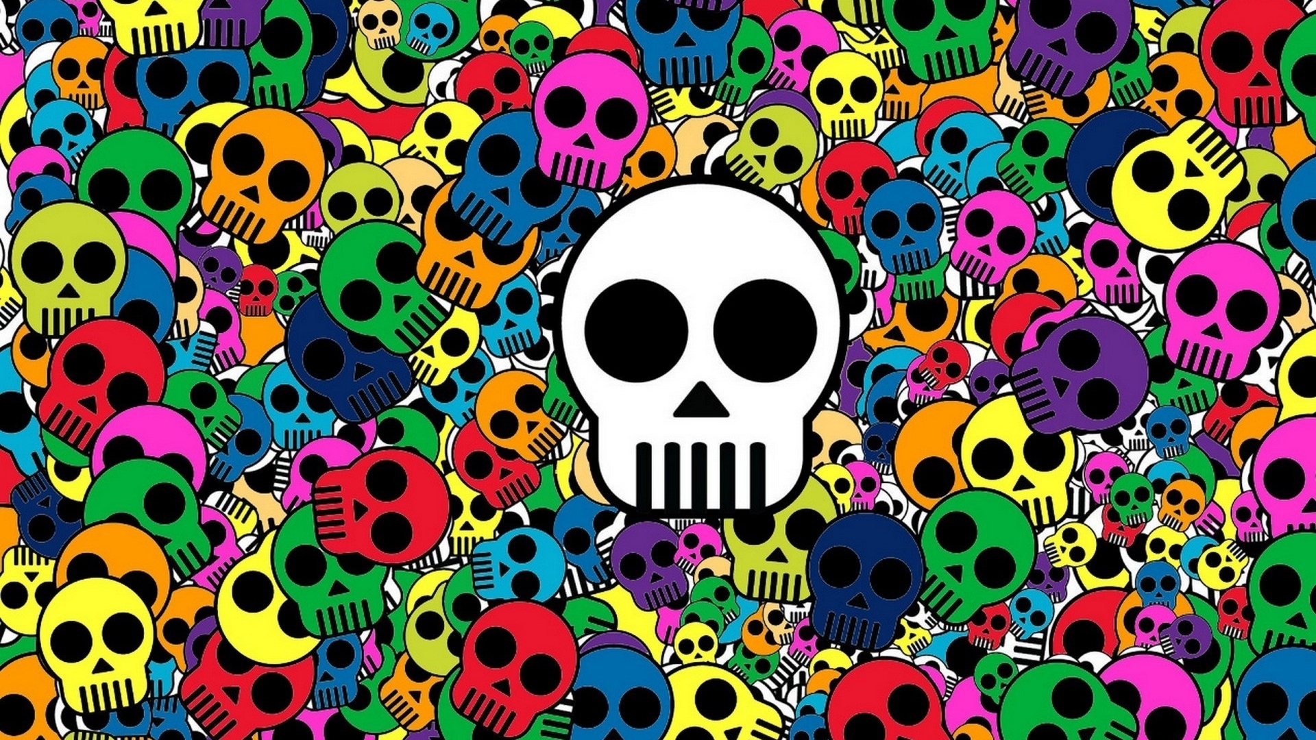 Wallpaper abstract 3D colorful skull 8k OS 21287