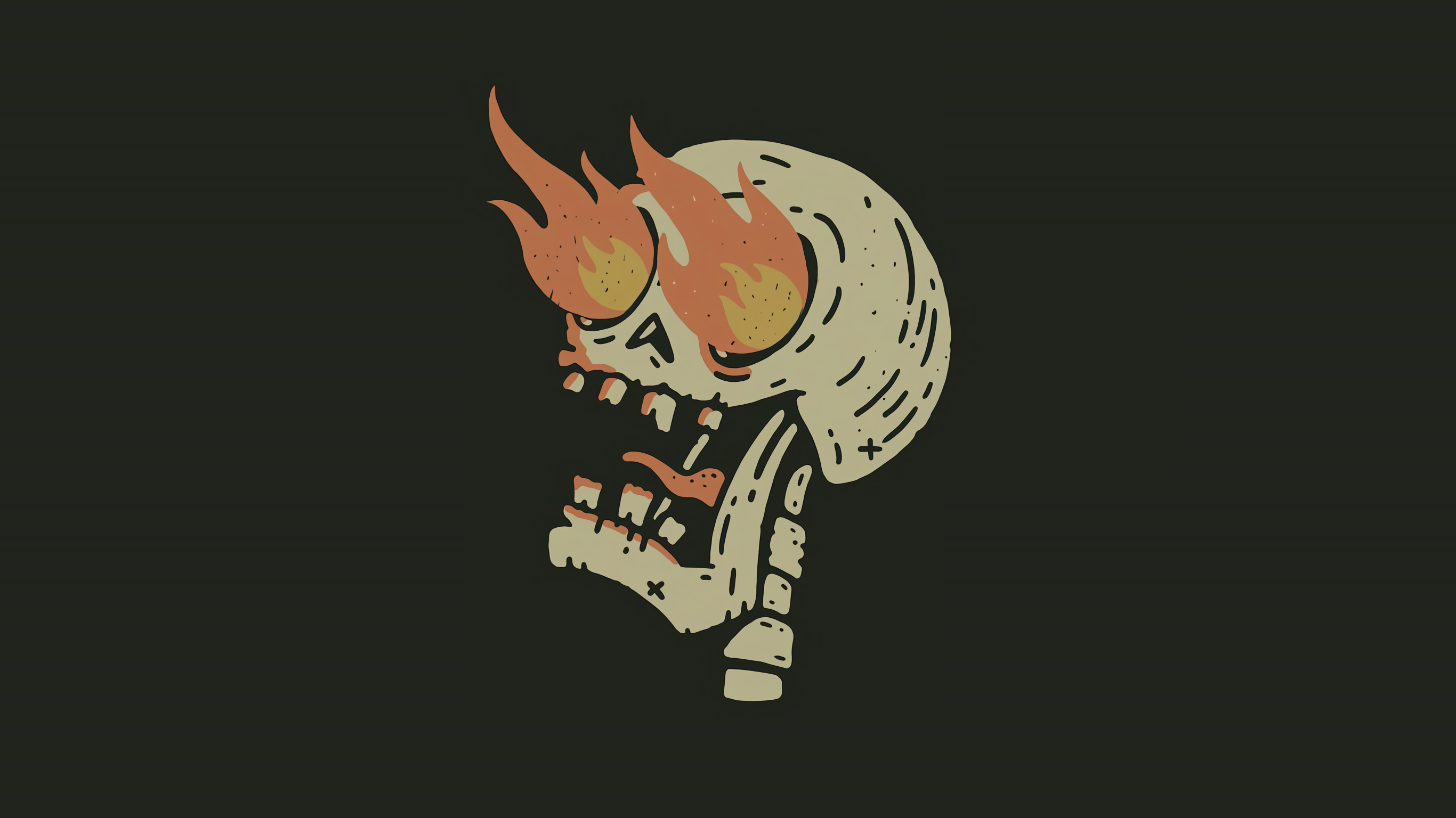 Skull Fire Minimal Wallpaper, HD Minimalist 4K Wallpapers, Images, Photos  and Background - Wallpapers Den