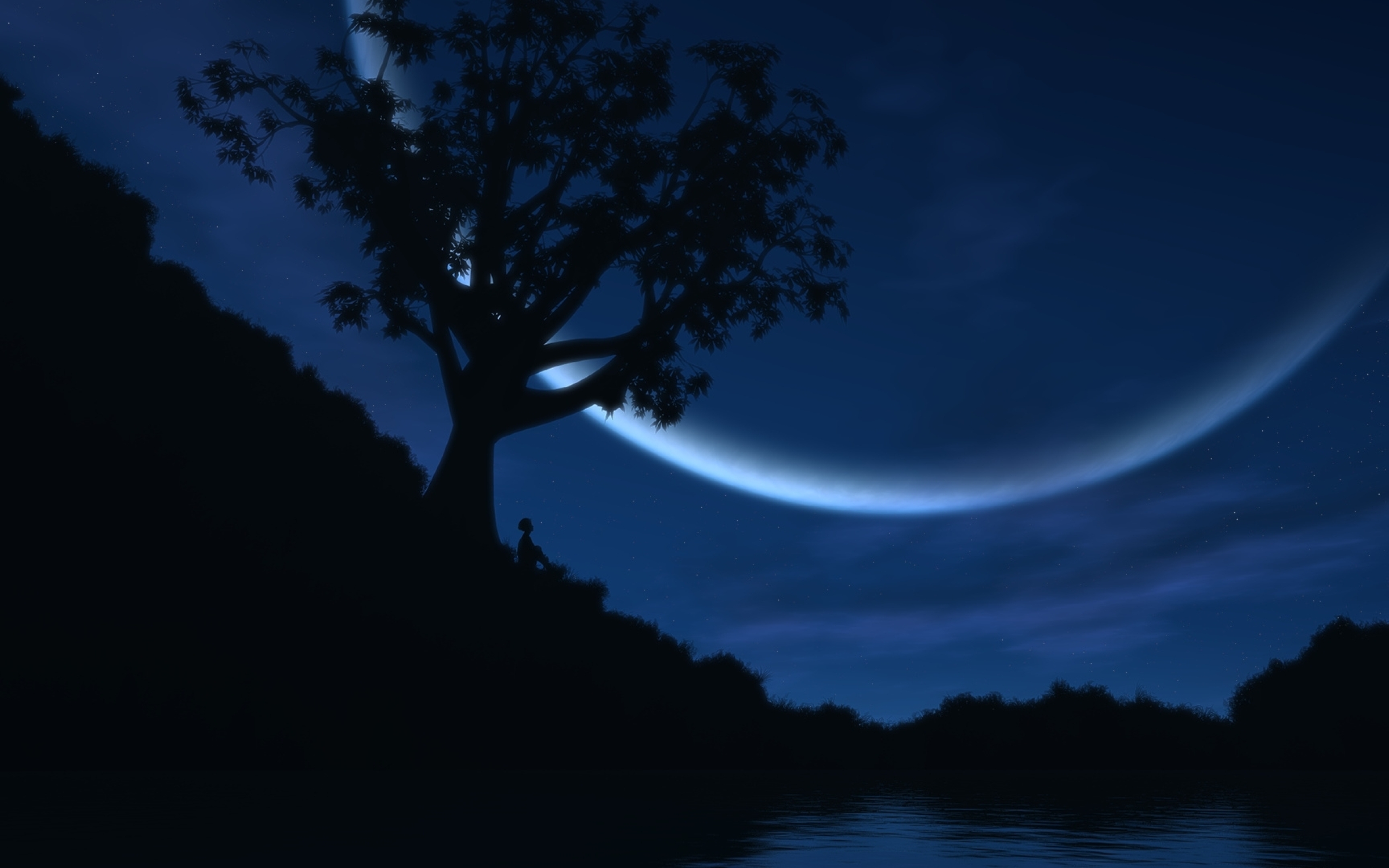 Quiet night. Лунная ночь. Ночное небо. Природа ночью. Ночной пейзаж.