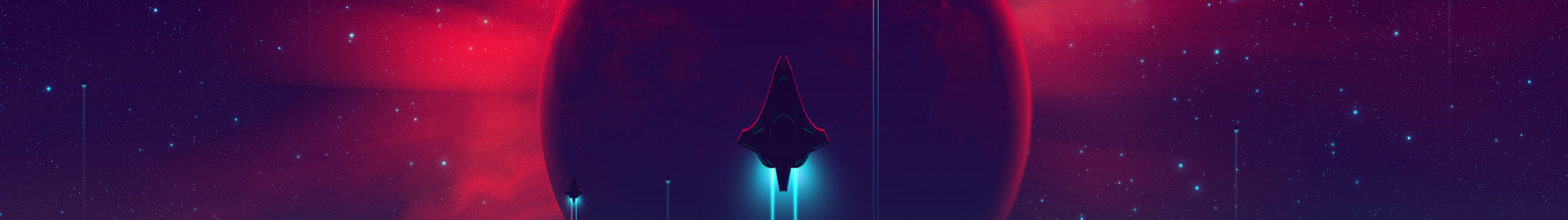 2000x280 Resolution Spaceship In Galaxy Art 2000x280 Resolution