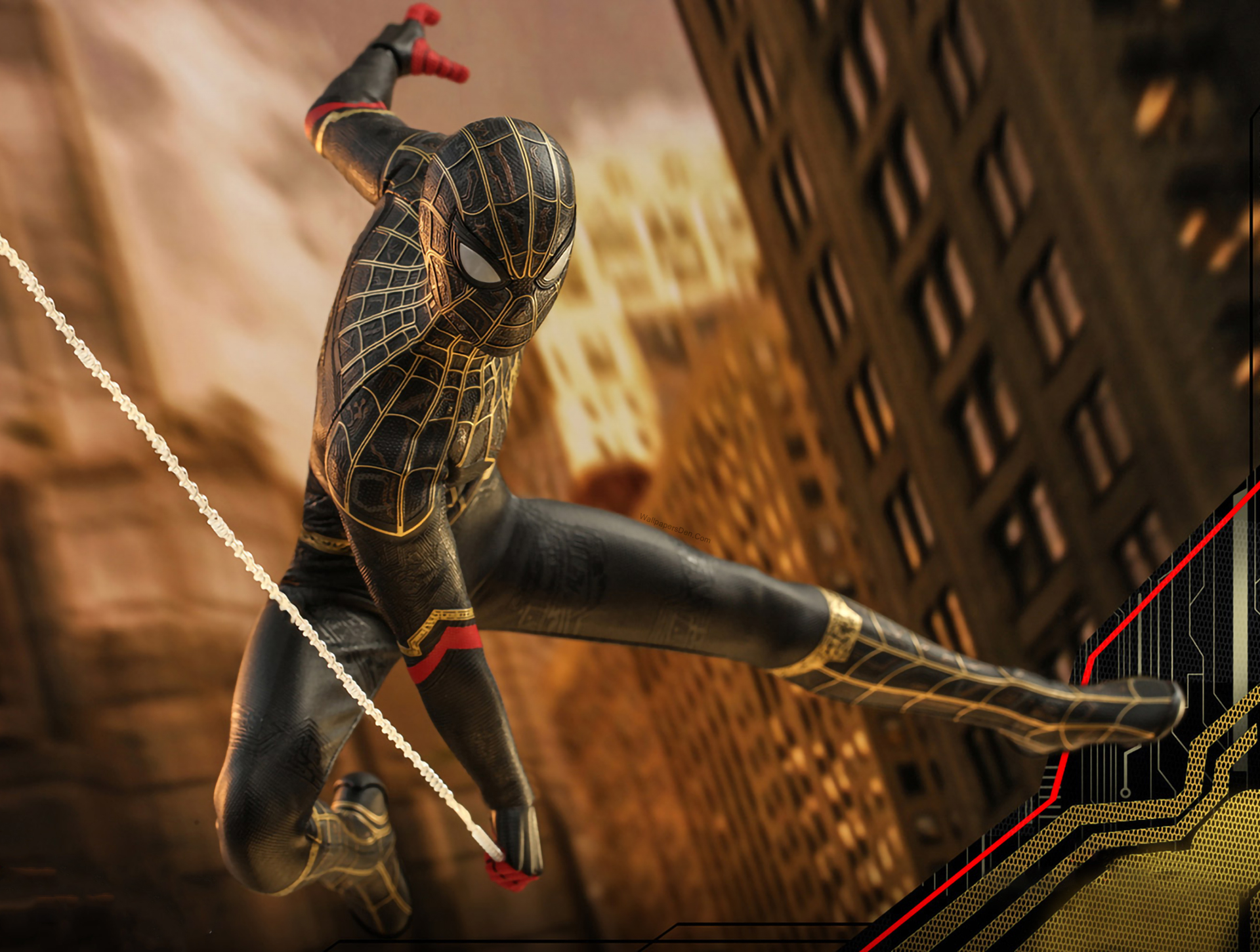 Spider Man Black and Gold Suit No Way Home Concept Art Wallpaper, HD