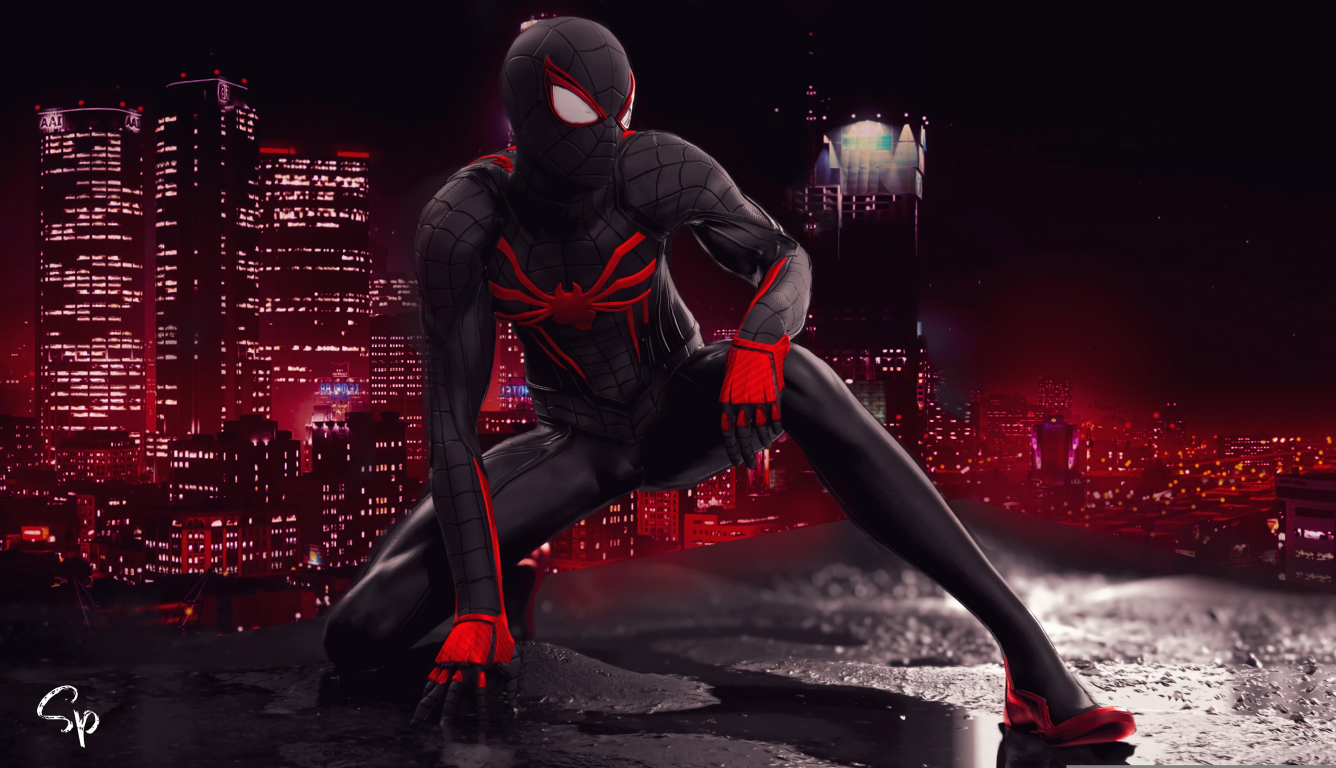 1336x768 Spider Man  Red And Black  Suit Art HD Laptop 
