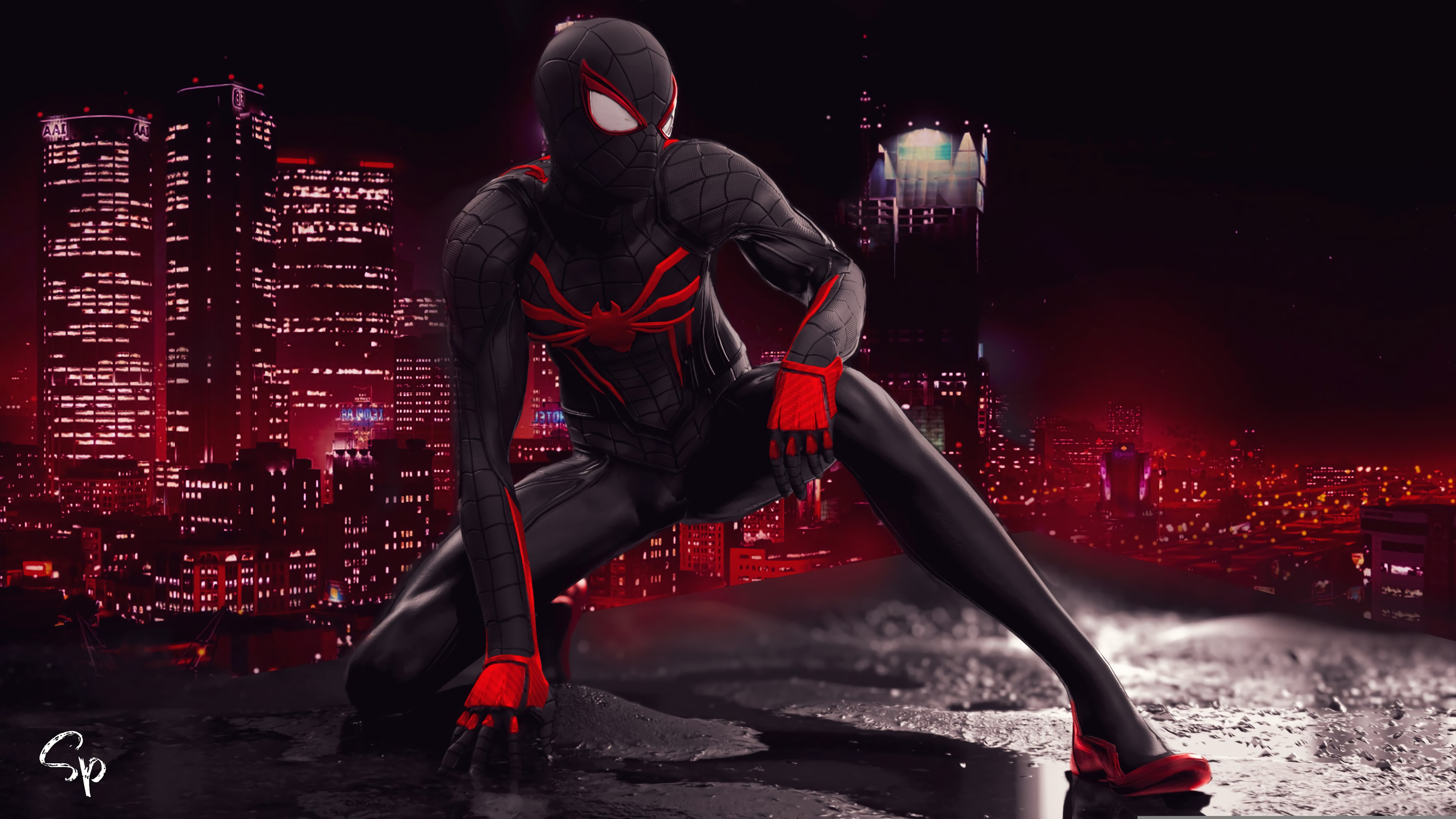 5120x2880 Spider Man Red And Black Suit Art 5K Wallpaper ...