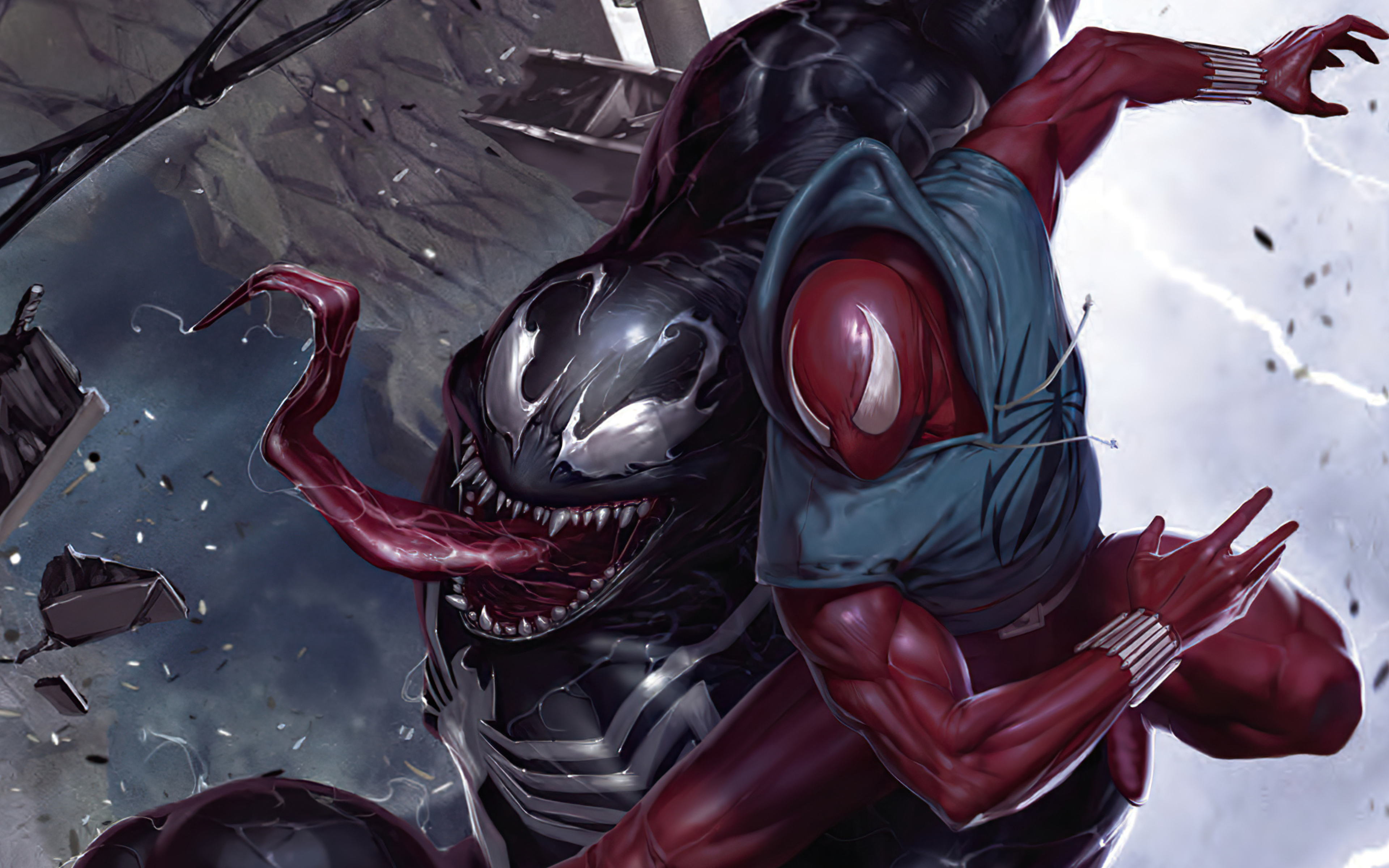3840x2400 Resolution SpiderMan vs Venom Comic Art Marvel UHD 4K