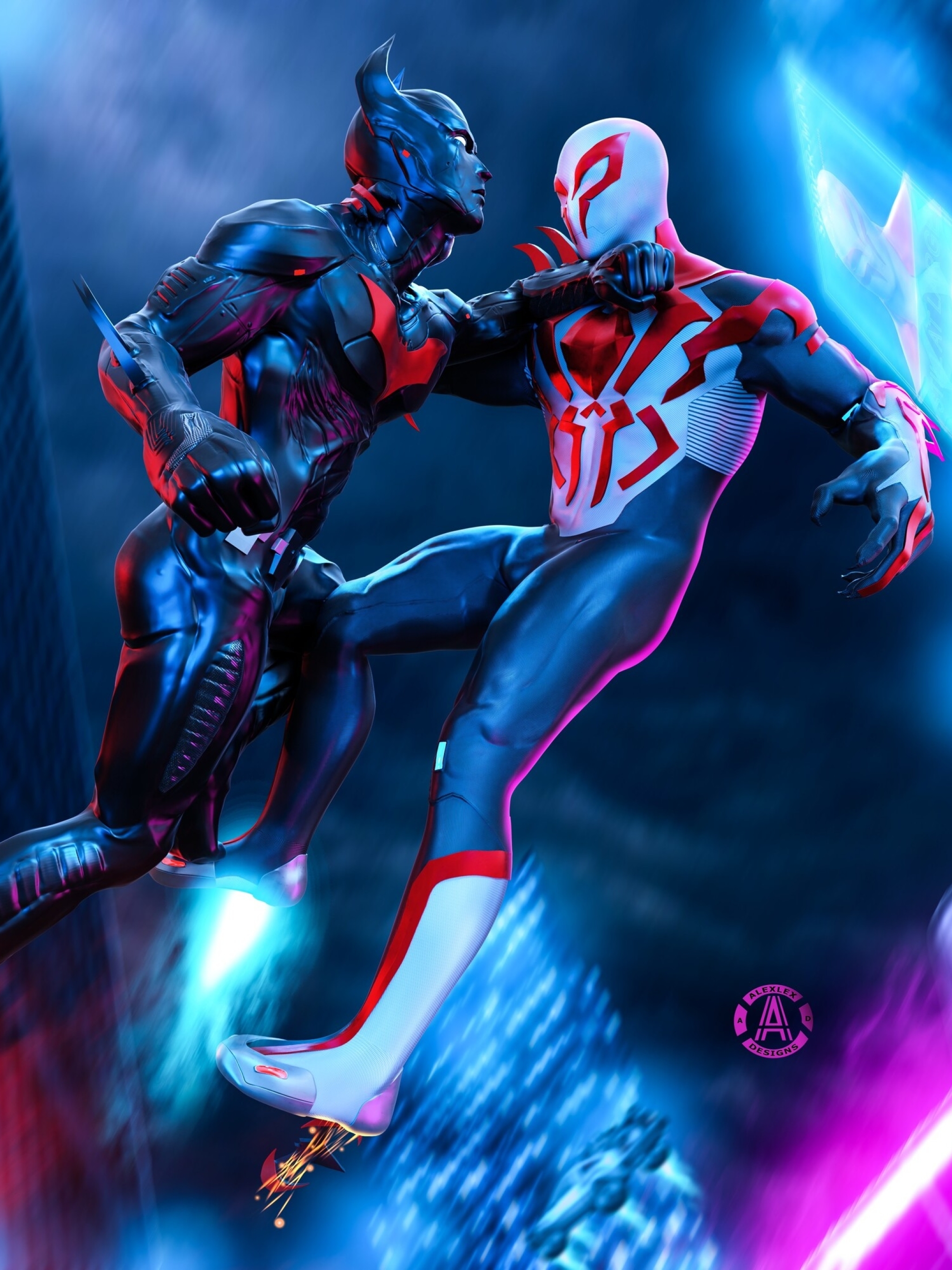 2048x2732 Spiderman 2099 Vs Batman Beyond 2048x2732 Resolution Wallpaper,  HD Superheroes 4K Wallpapers, Images, Photos and Background - Wallpapers Den