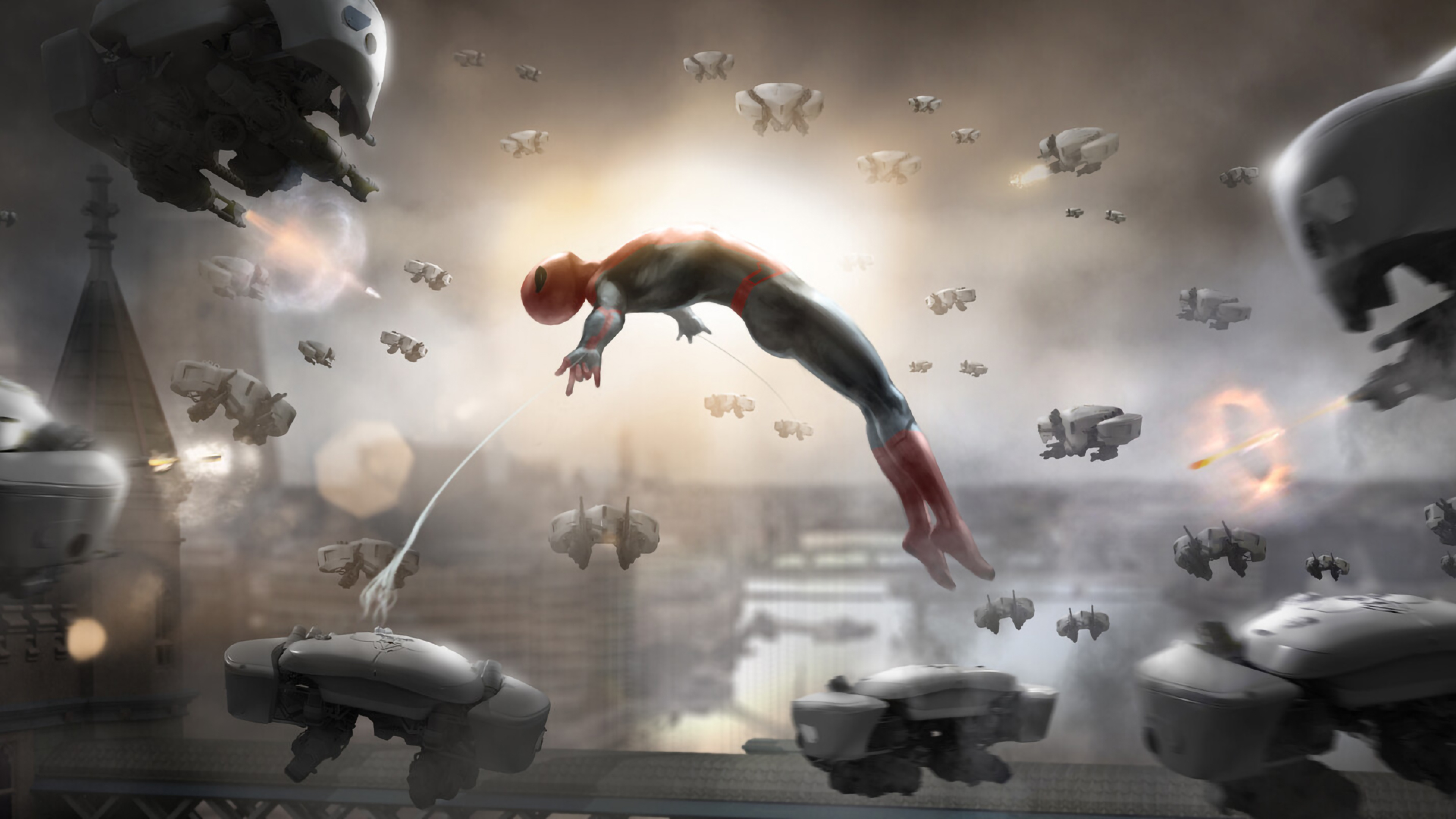 3840x2160 Spiderman Against Drones 4K Wallpaper, HD Movies 4K