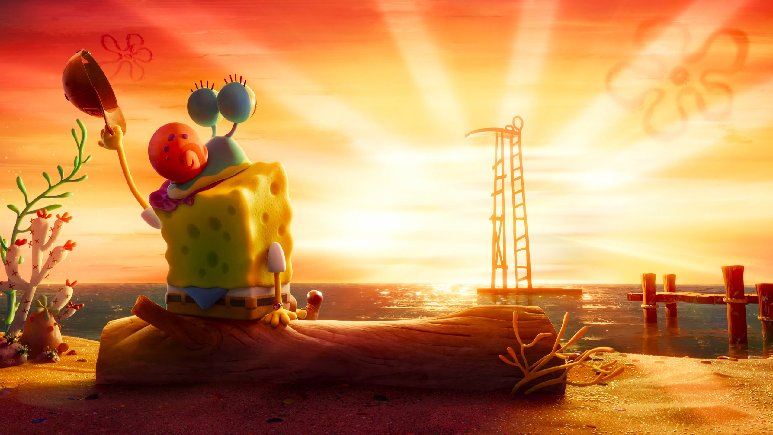 2560x1440 SpongeBob Near Sunset 1440P Resolution Wallpaper, HD Movies