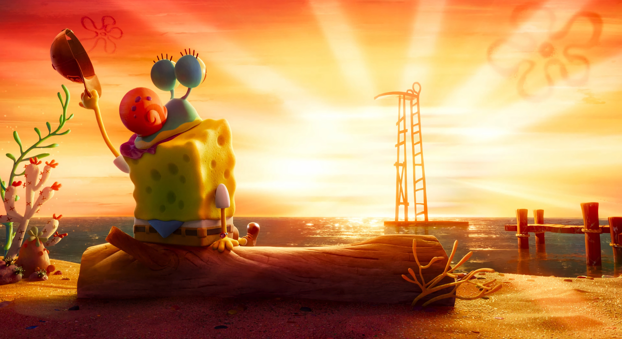 2048x1115 Resolution SpongeBob Near Sunset 2048x1115 Resolution ...