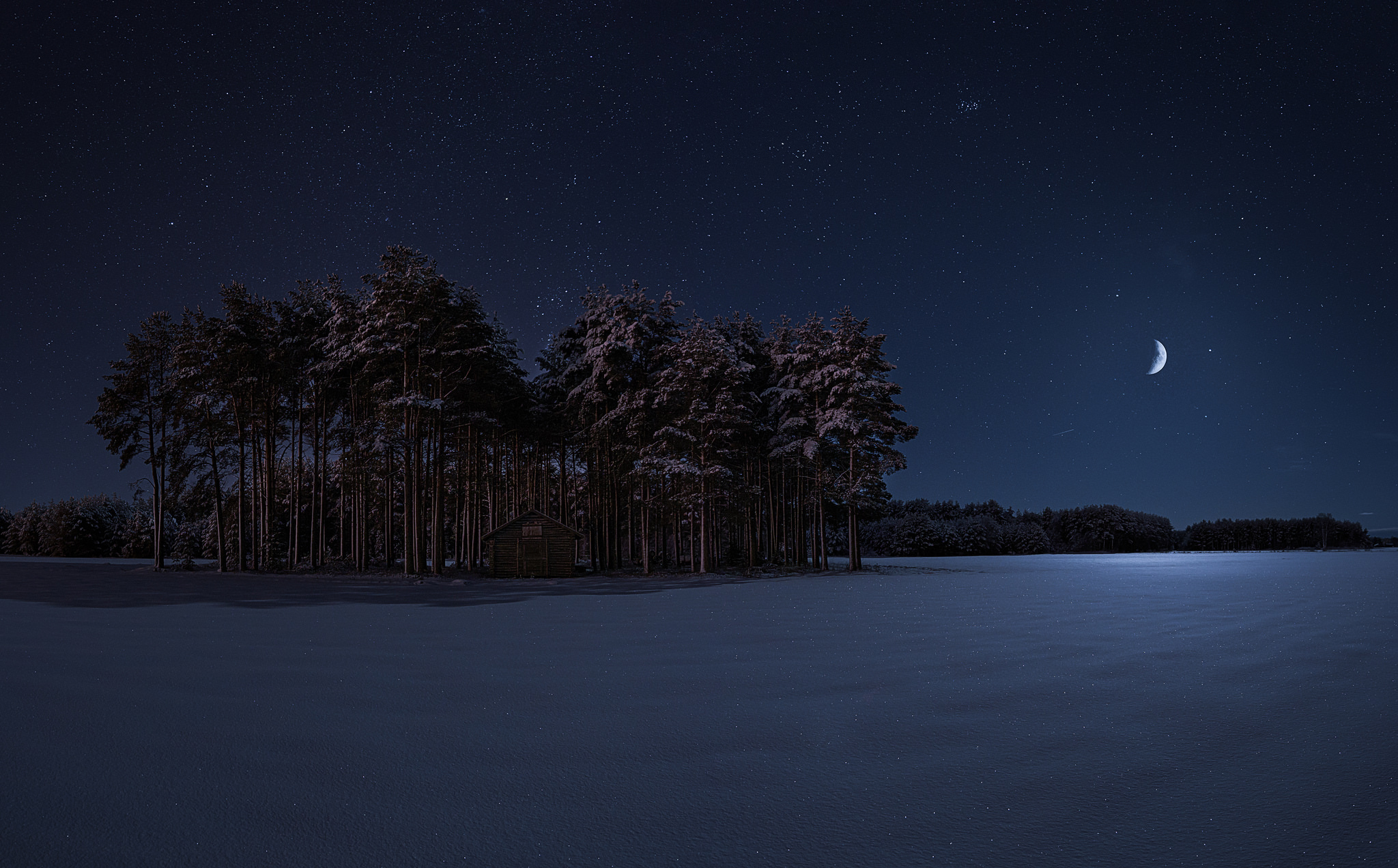 Starry Winter Night Wallpaper, HD Nature 4K Wallpapers, Images, Photos